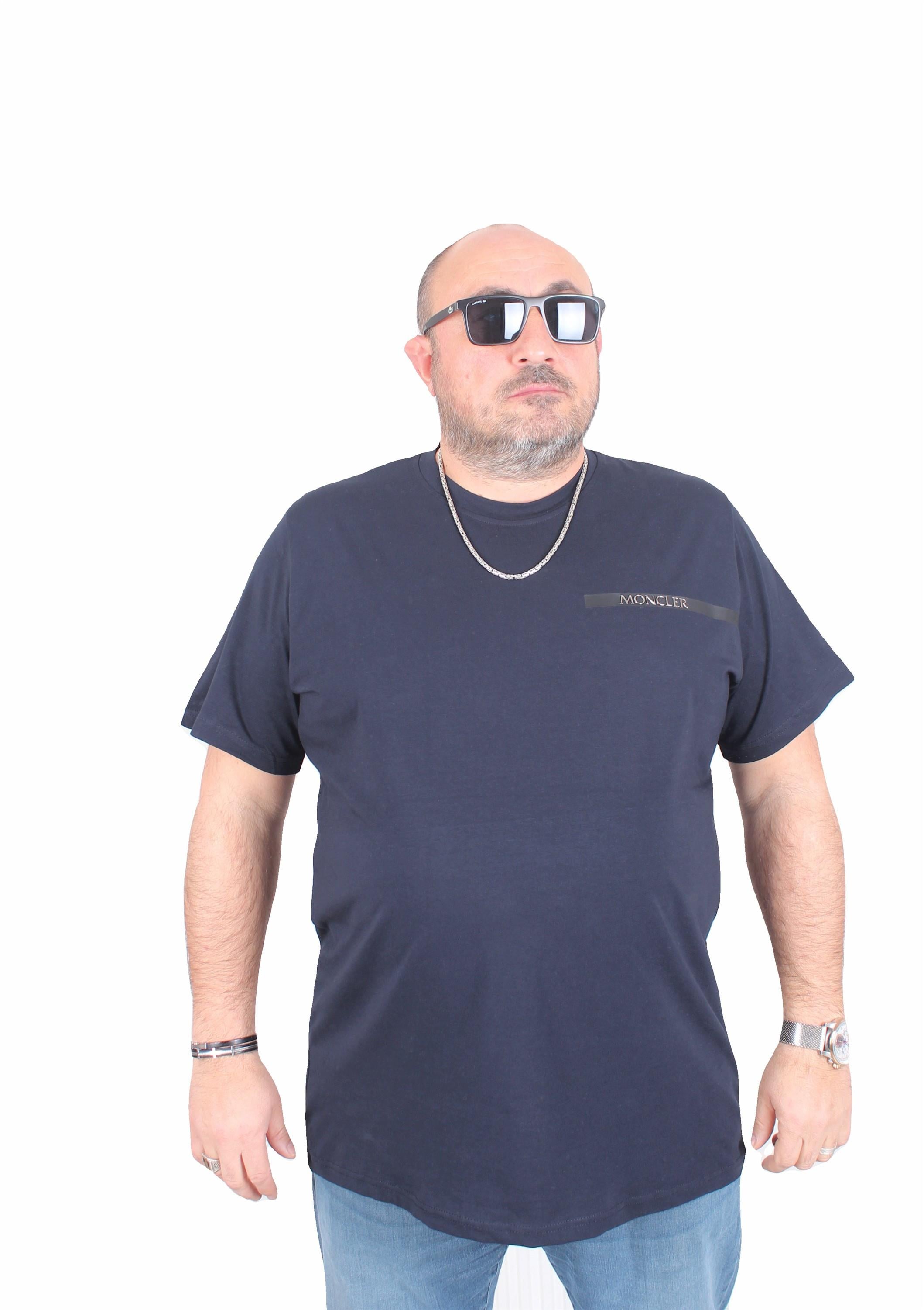 Erkek Büyük Beden Sıfır Yaka Tişört Mnclr 25128 LACIVERT
