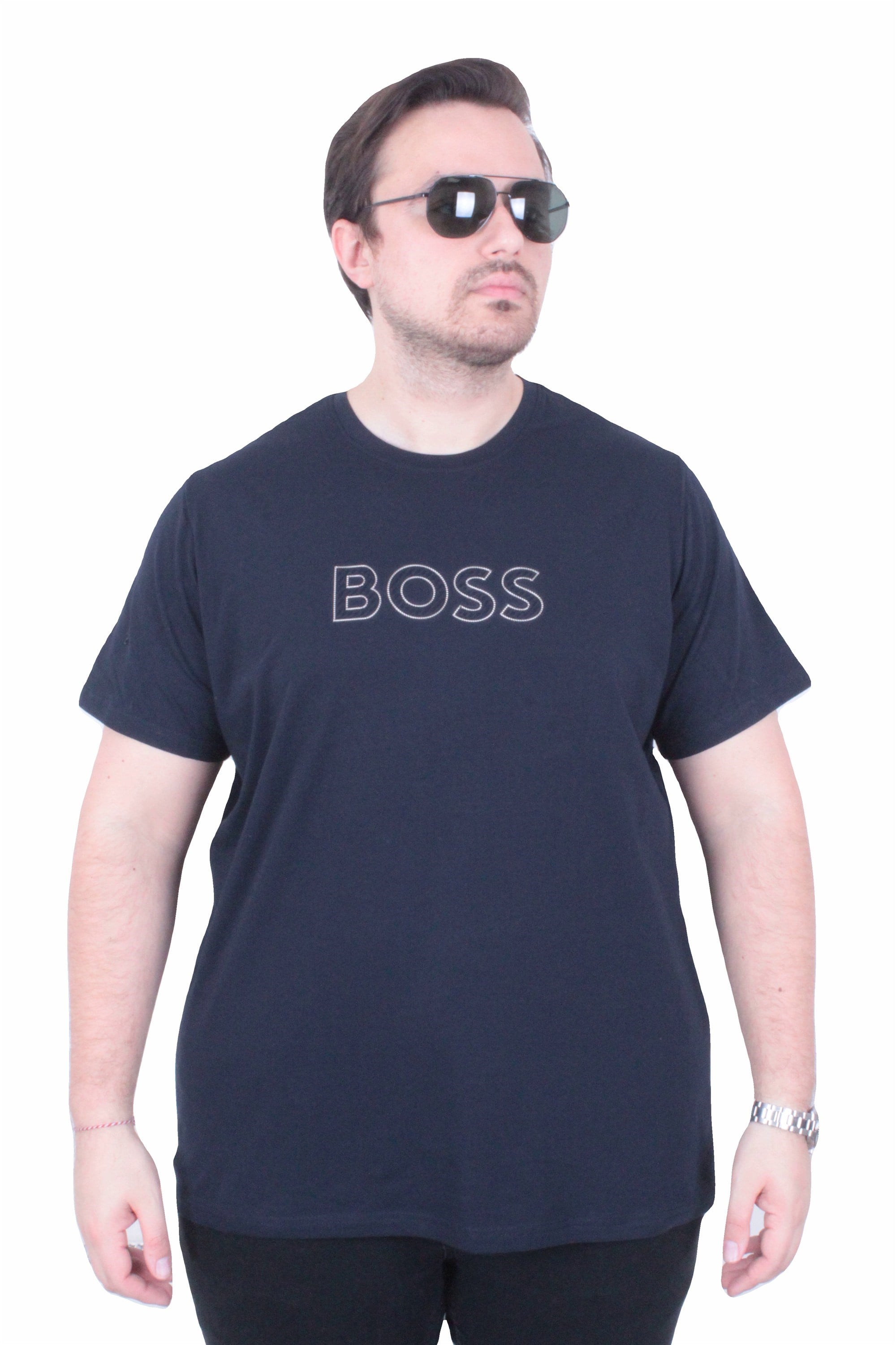 Erkek Büyük Beden Sıfır Yaka Tişört BSS 26115 LACIVERT