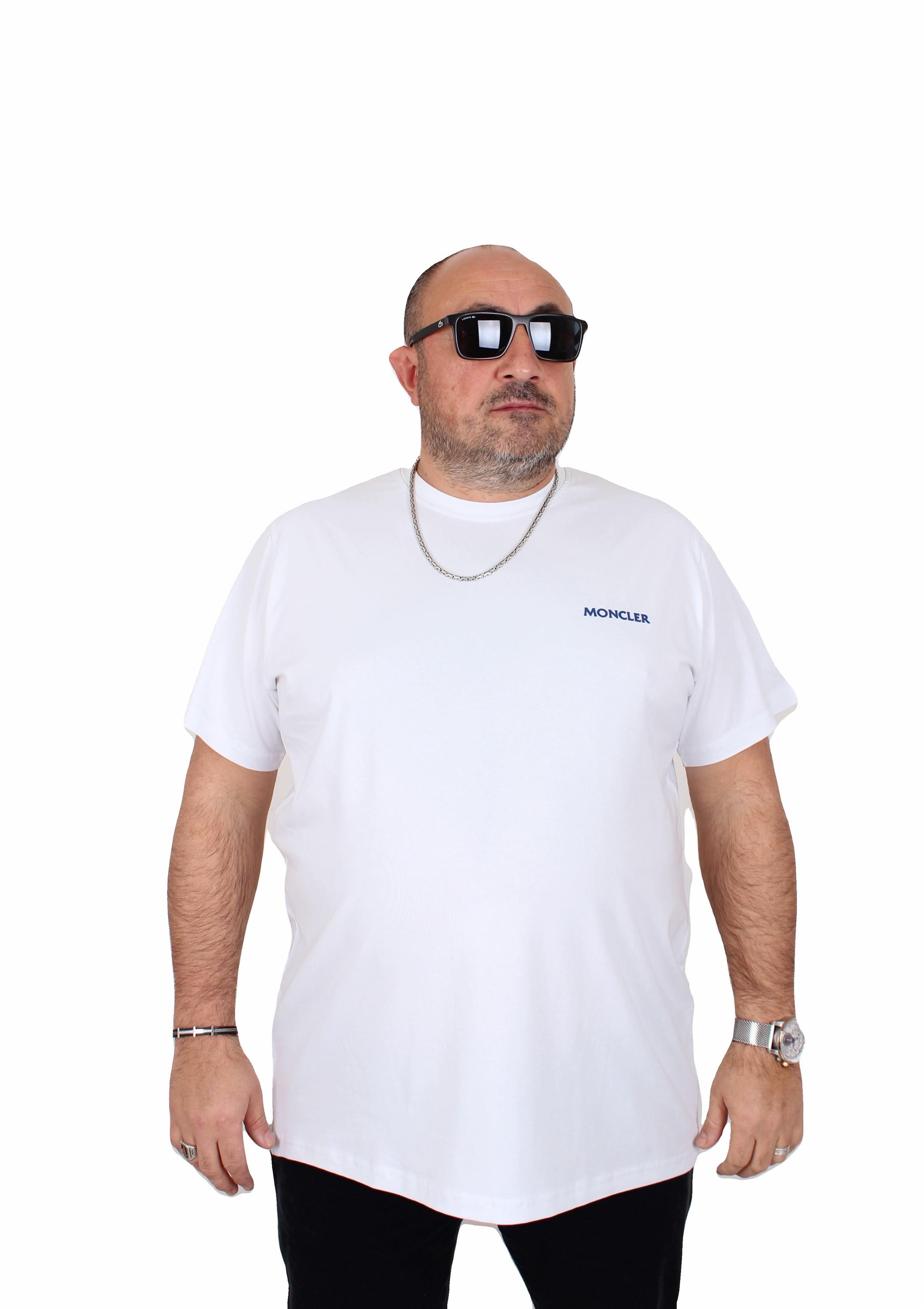 Erkek Büyük Beden Sıfır Yaka Tişört Mnclr 25101 BEYAZ