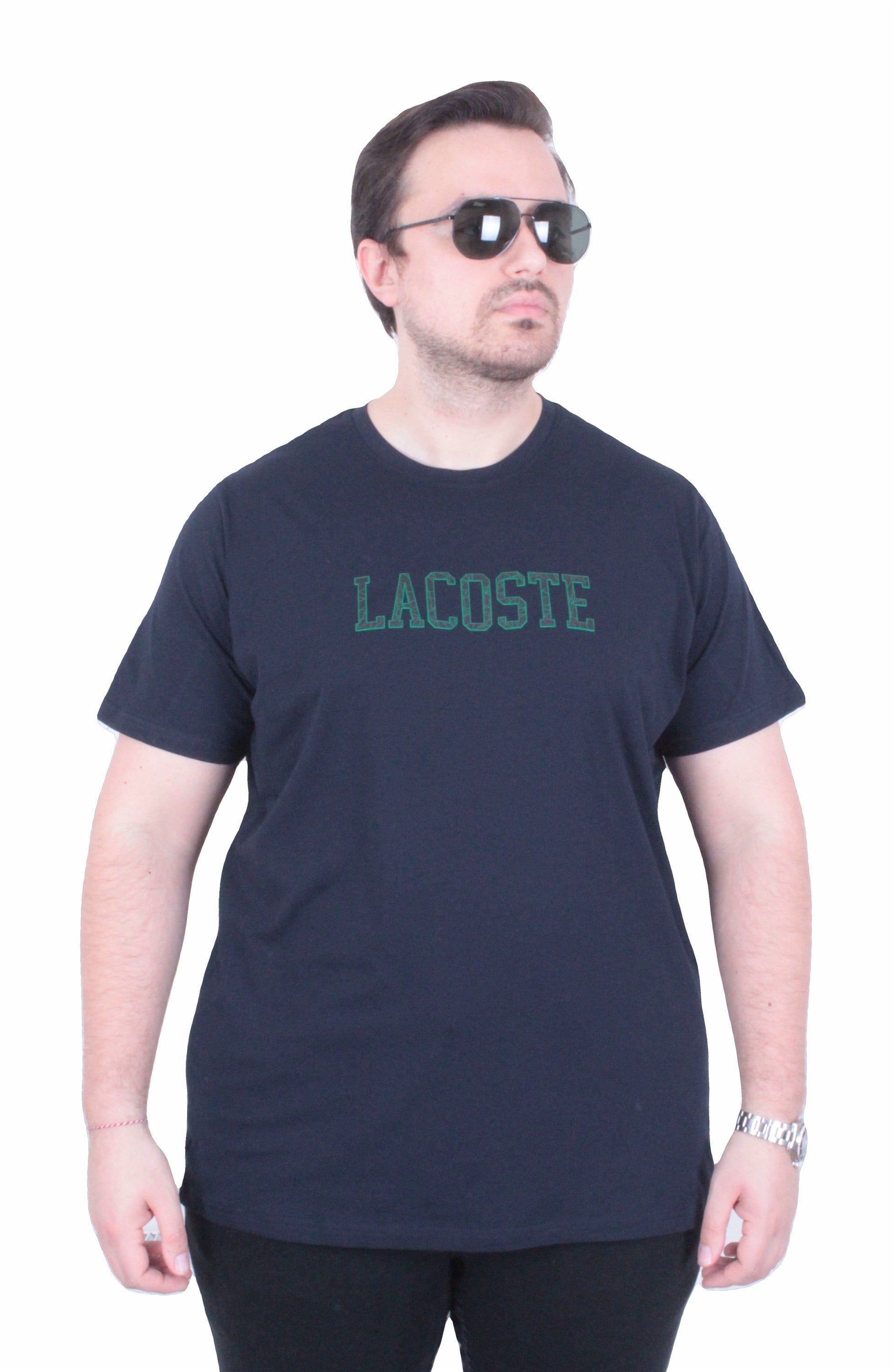 Erkek Büyük Beden Sıfır Yaka Tişört LCST 26118 LACIVERT