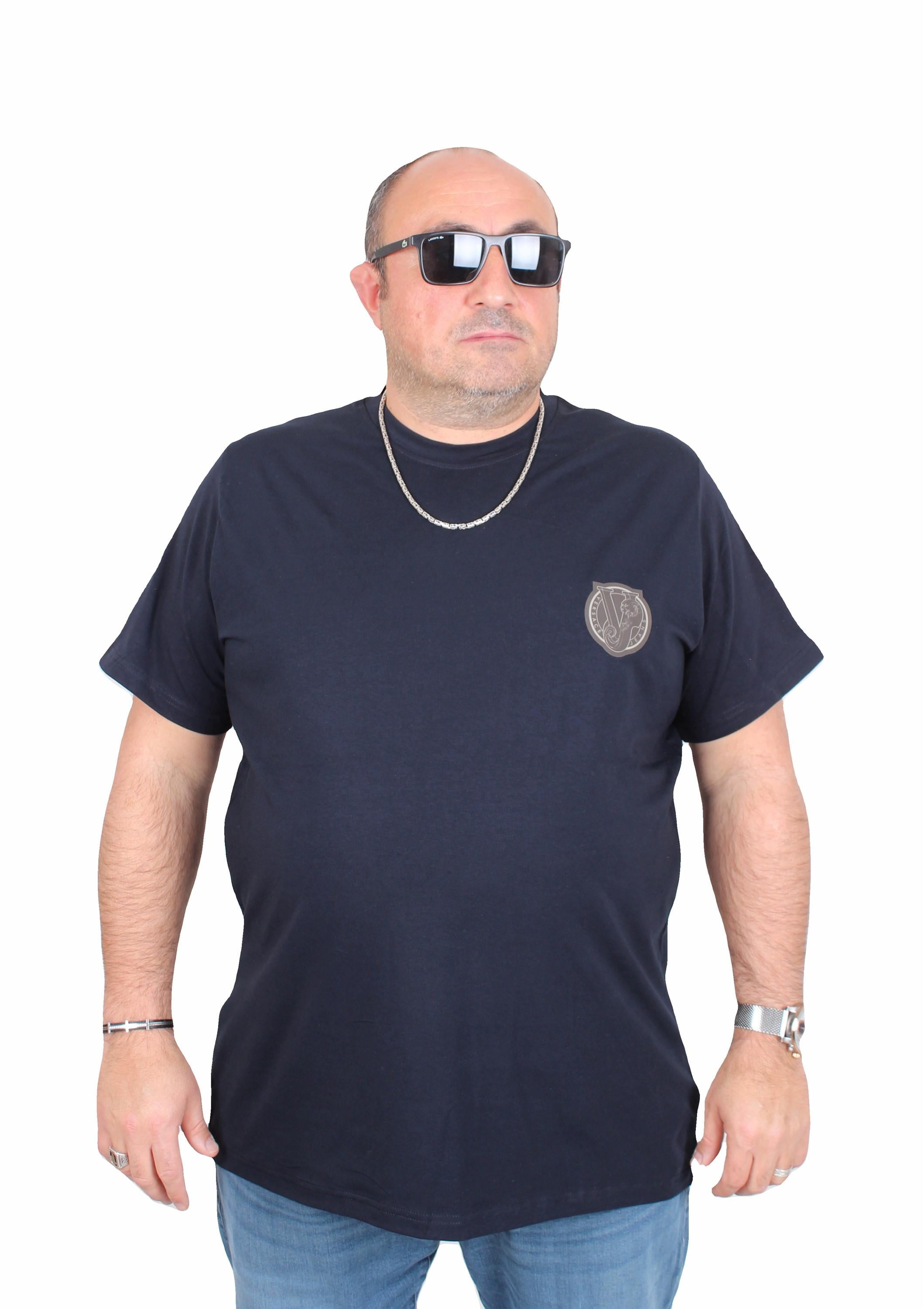 Erkek Büyük Beden Sıfır Yaka Tişört VRS 25119 LACIVERT