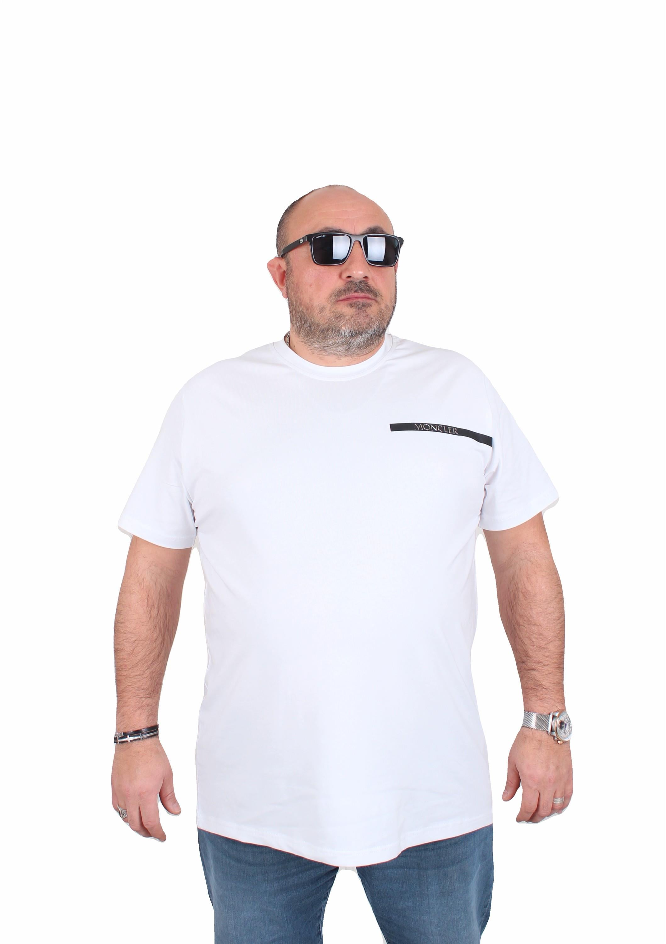 Erkek Büyük Beden Sıfır Yaka Tişört Mnclr 25128 BEYAZ