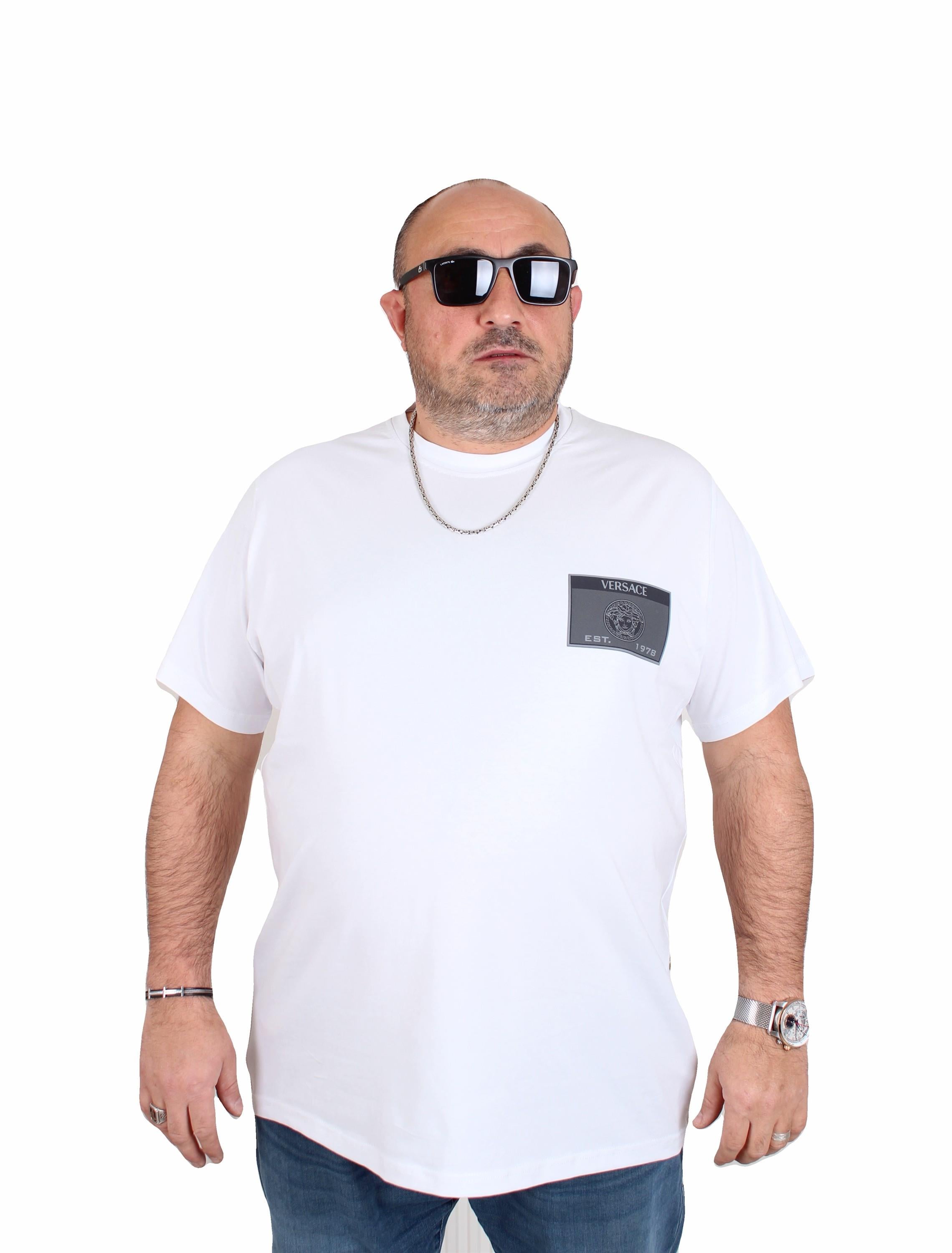 Erkek Büyük Beden Sıfır Yaka Tişört Vrs 25117 BEYAZ