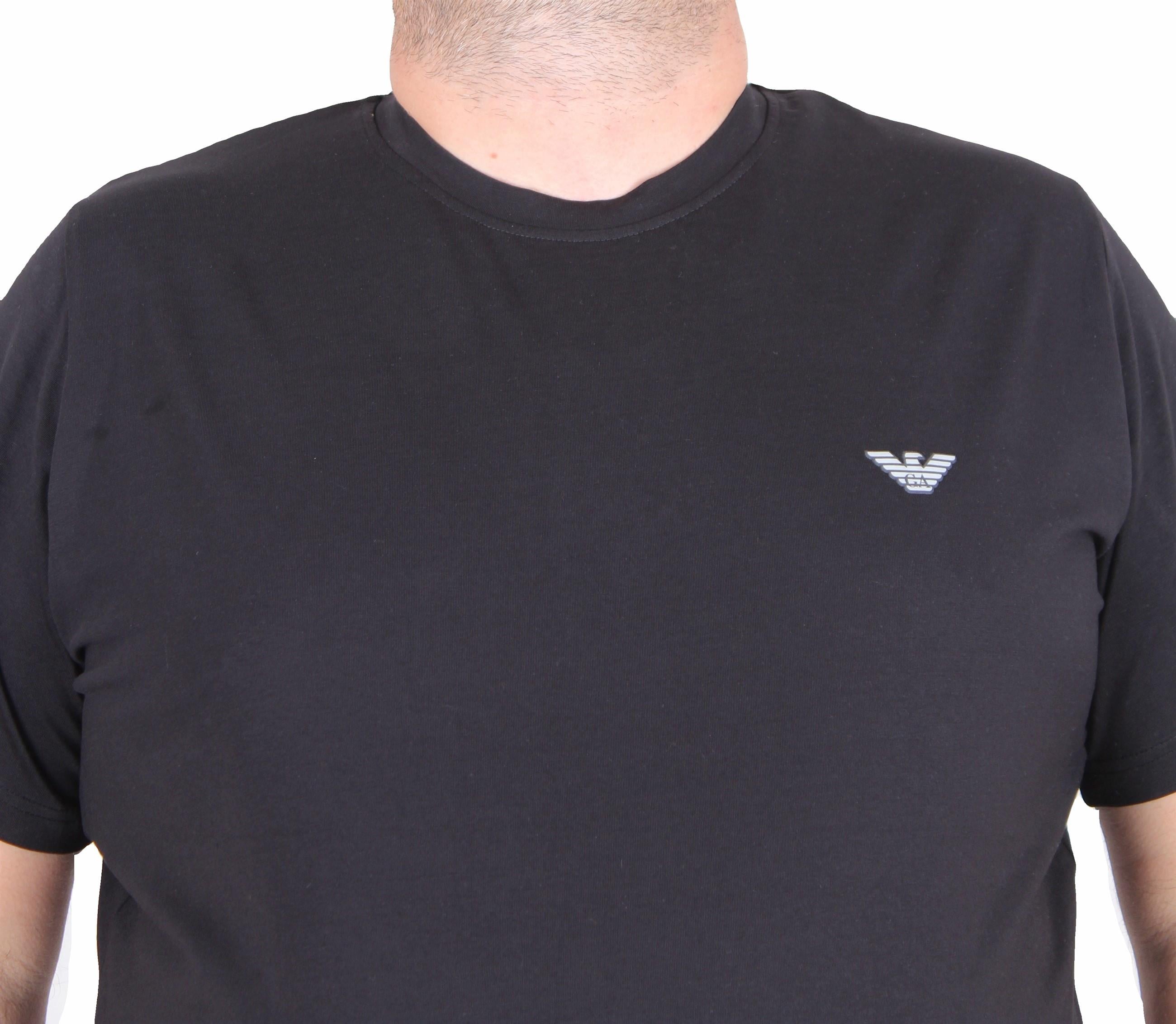 Erkek Büyük Beden Sıfır Yaka Tişört Armny 25103 SIYAH