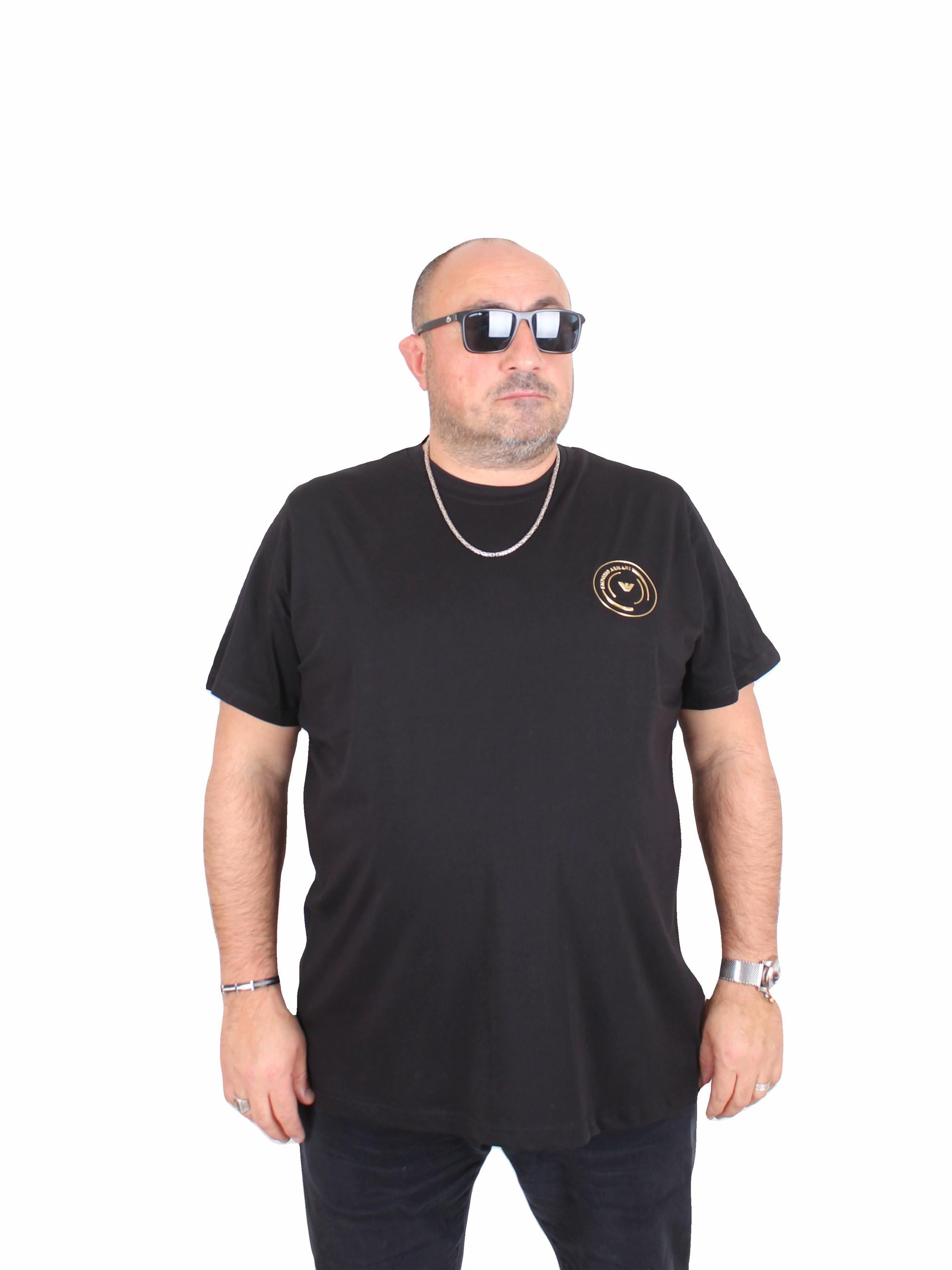 Erkek Büyük Beden Sıfır Yaka Tişört EA 25110 SIYAH