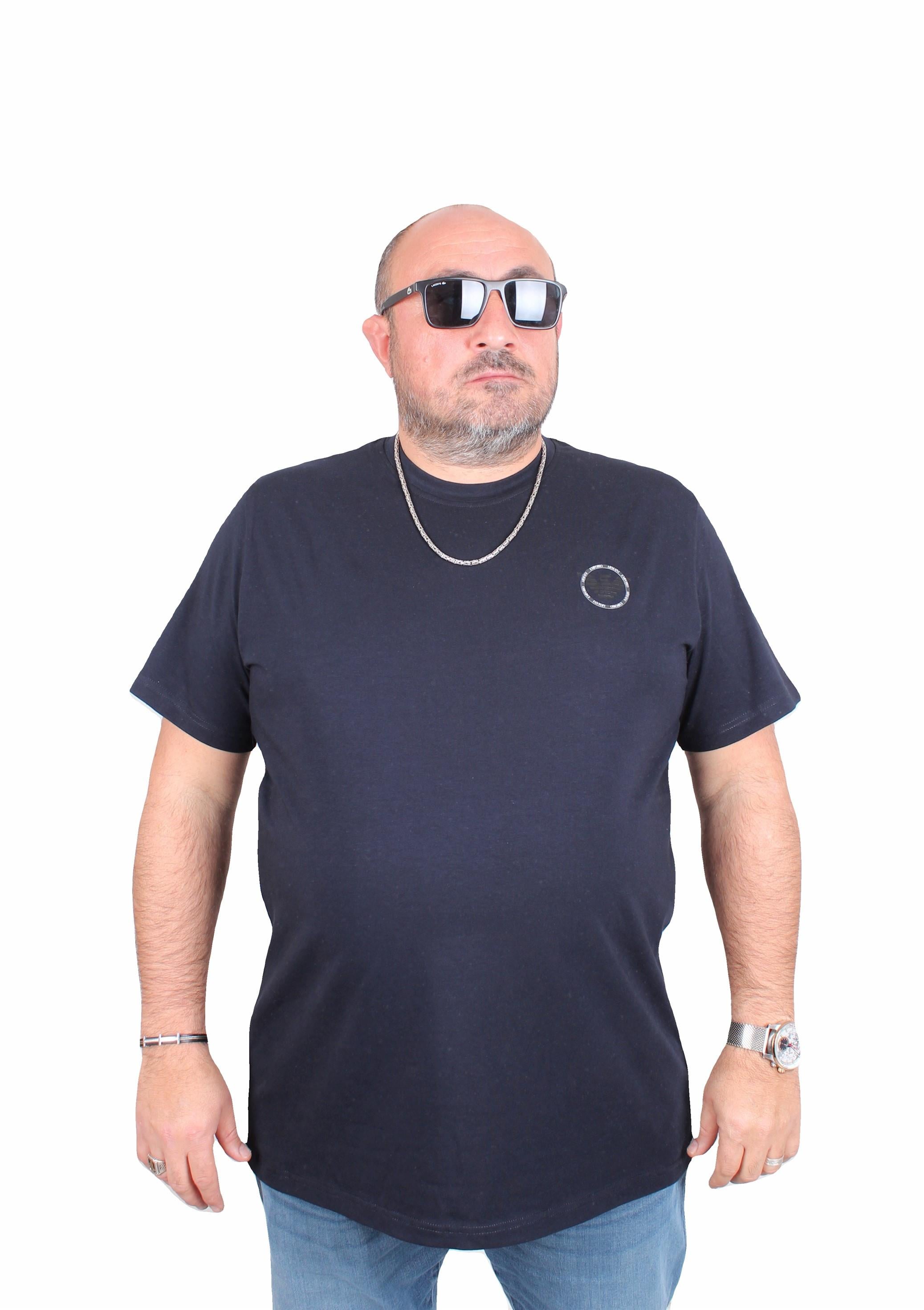 Erkek Büyük Beden Sıfır Yaka Tişört EA Eagle 25113 LACIVERT