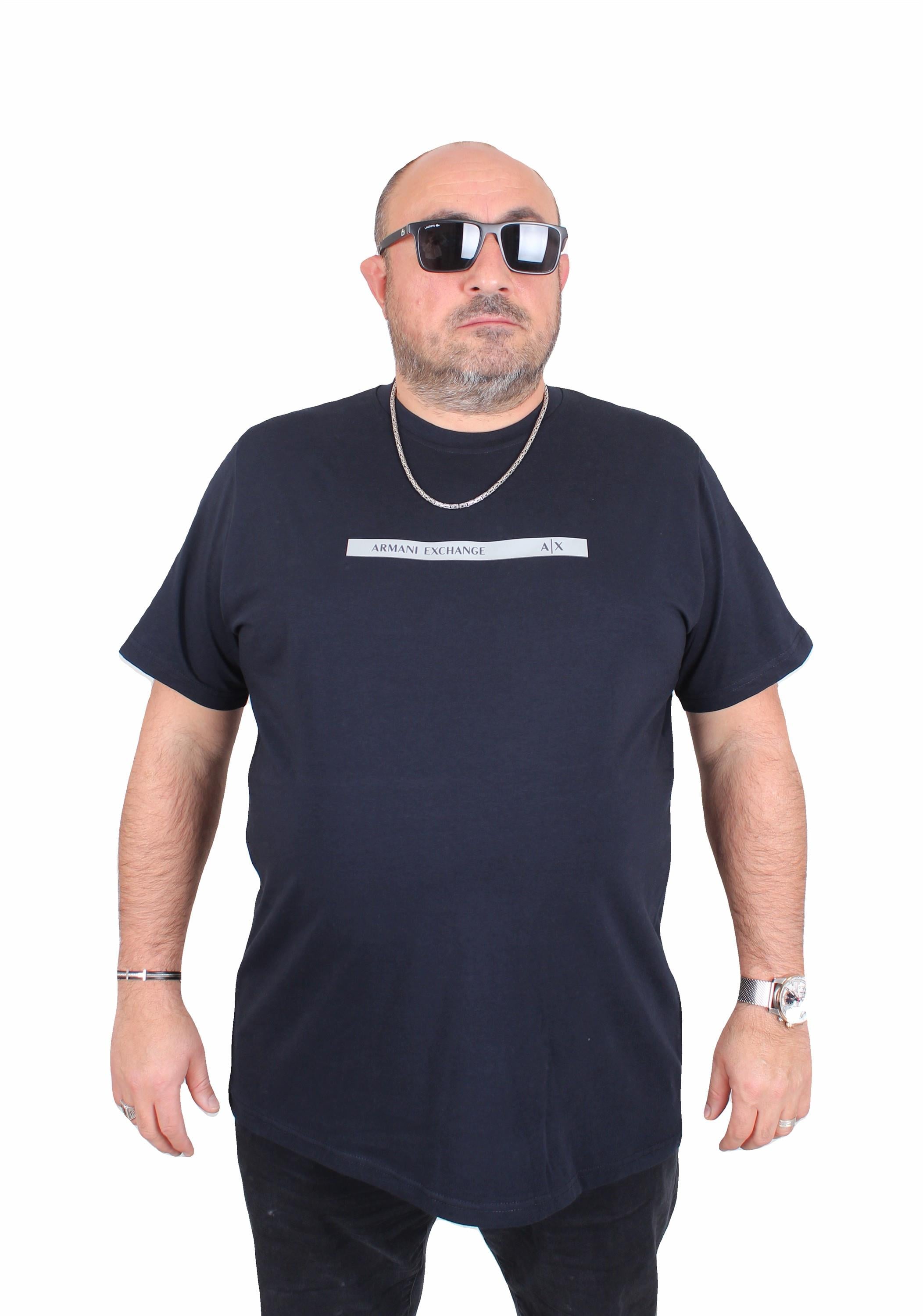 Erkek Büyük Beden Sıfır Yaka Tişört Arm Exc 25131 LACIVERT