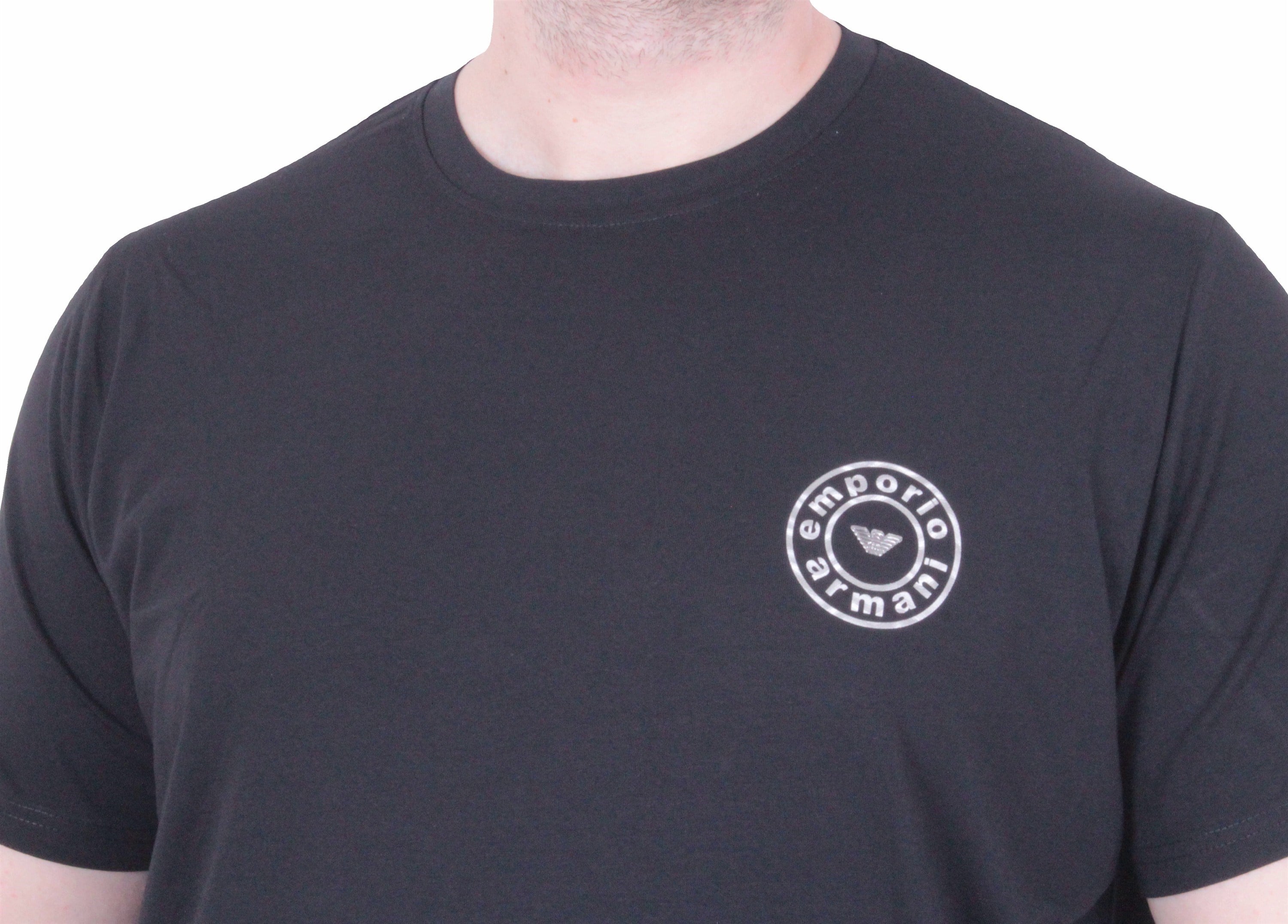 Erkek Büyük Beden Sıfır Yaka Tişört EA 26101 SIYAH