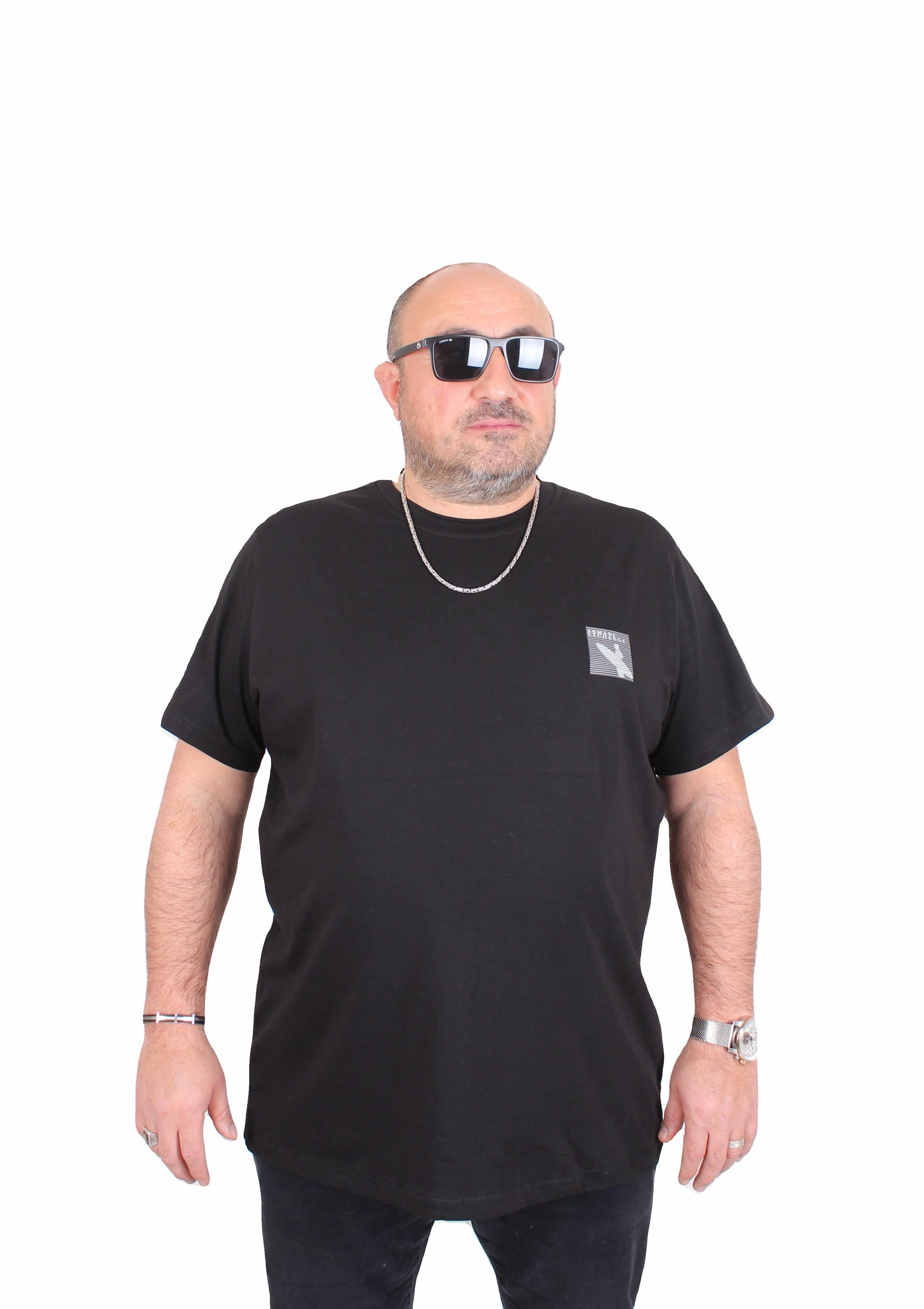 Erkek Büyük Beden Sıfır Yaka Tişört Arm Exc 25126 SIYAH