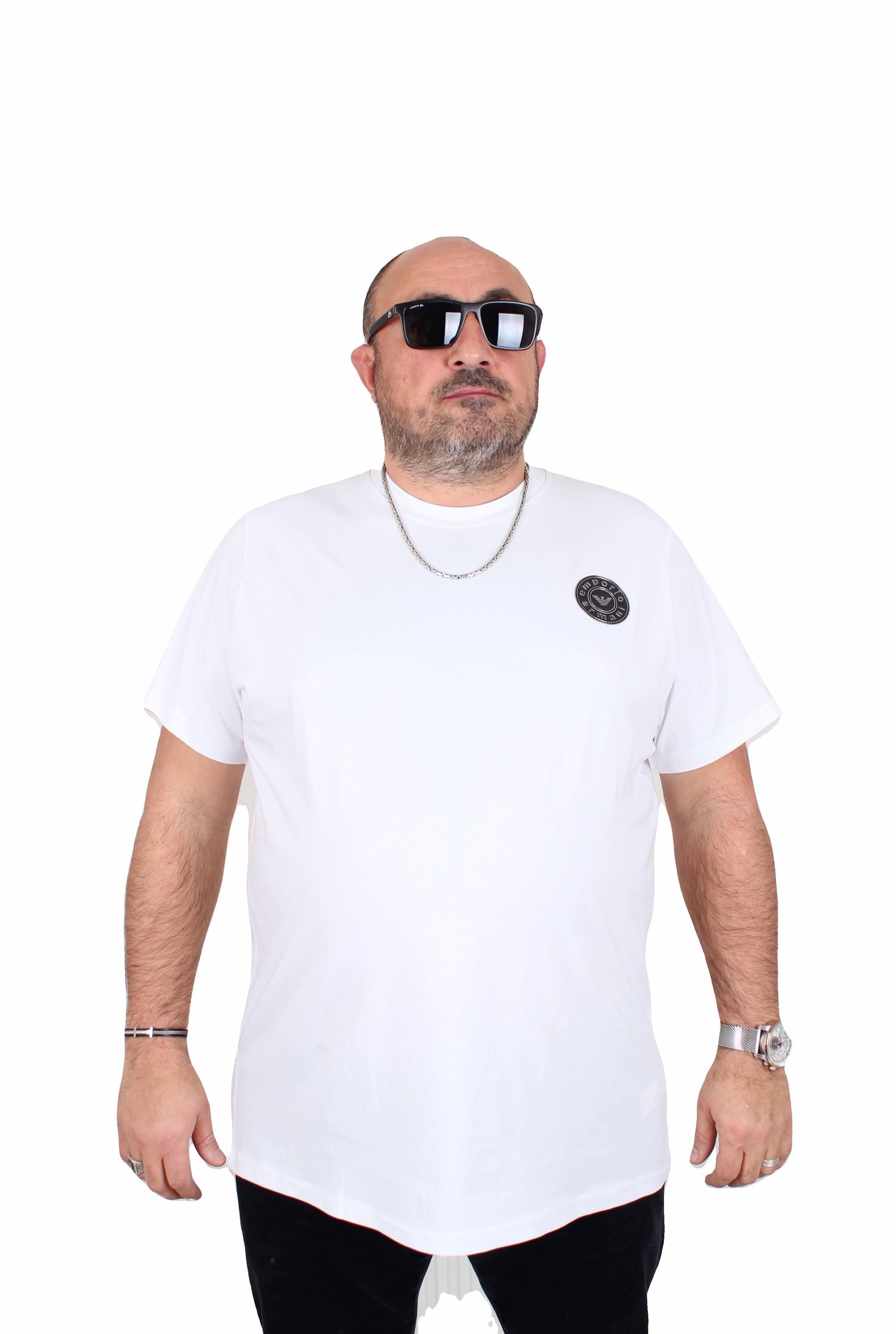 Erkek Büyük Beden Sıfır Yaka Tişört EA 25137 BEYAZ