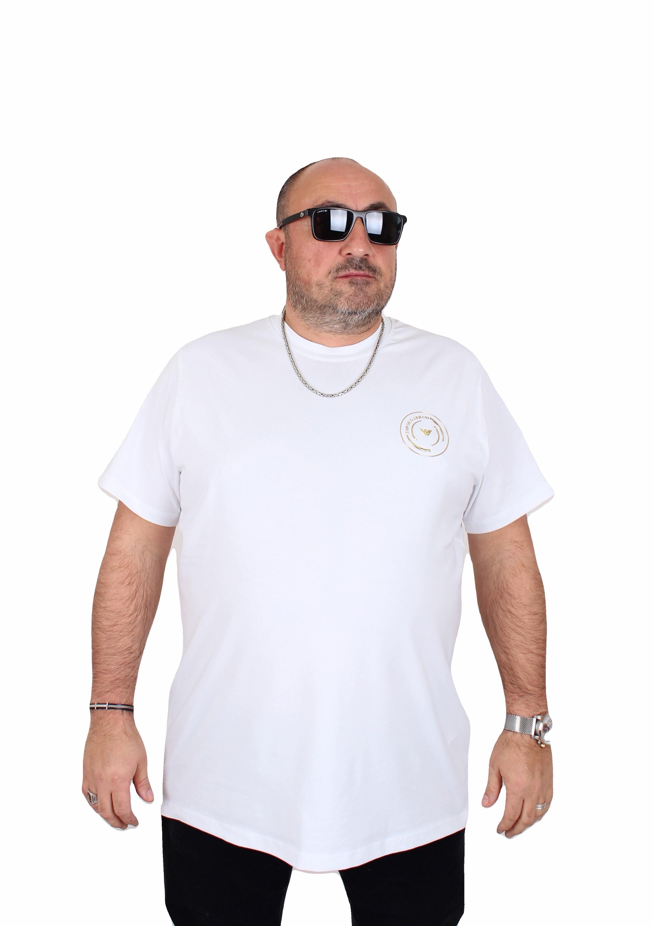 Erkek Büyük Beden Sıfır Yaka Tişört EA 25110 BEYAZ