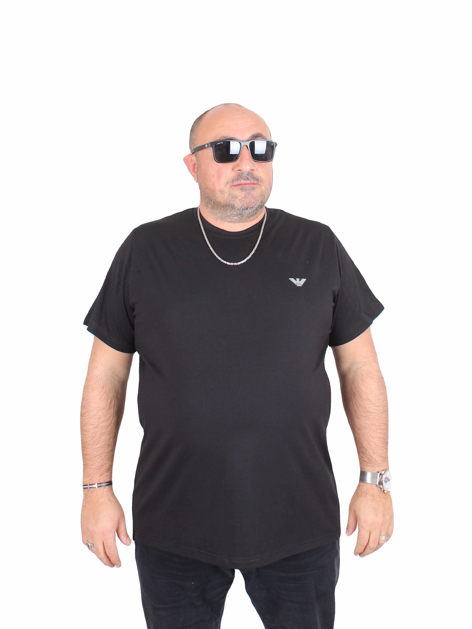 Erkek Büyük Beden Sıfır Yaka Tişört Armny 25103 SIYAH