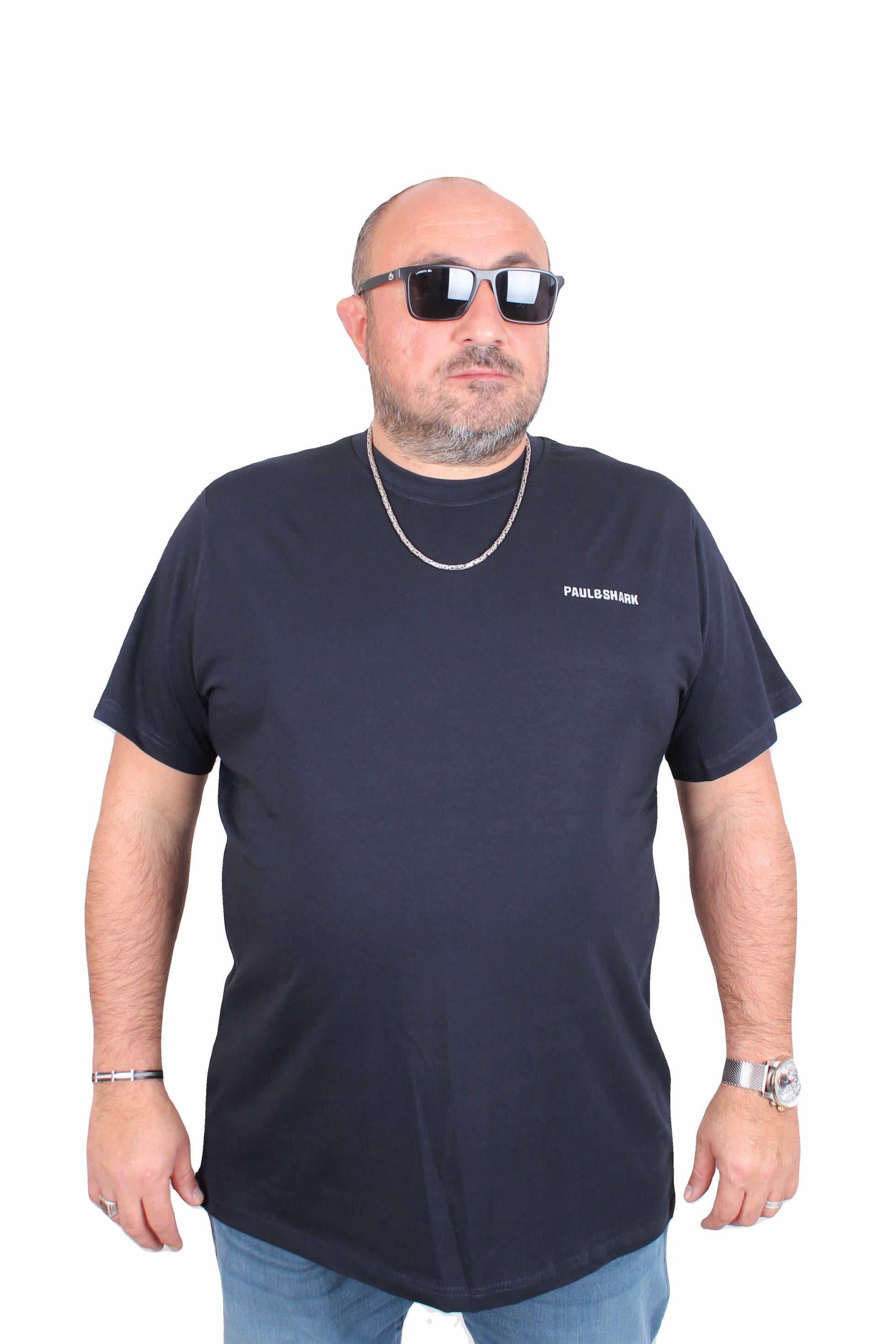 Erkek Büyük Beden Sıfır Yaka Tişört PShrk 25108 LACIVERT