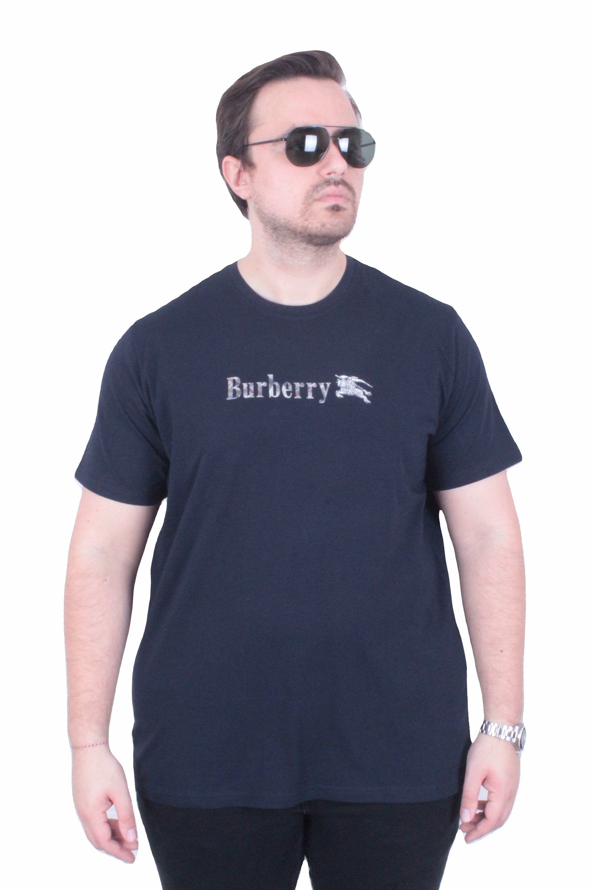 Erkek Büyük Beden Sıfır Yaka Tişört Brbr 26111 LACIVERT