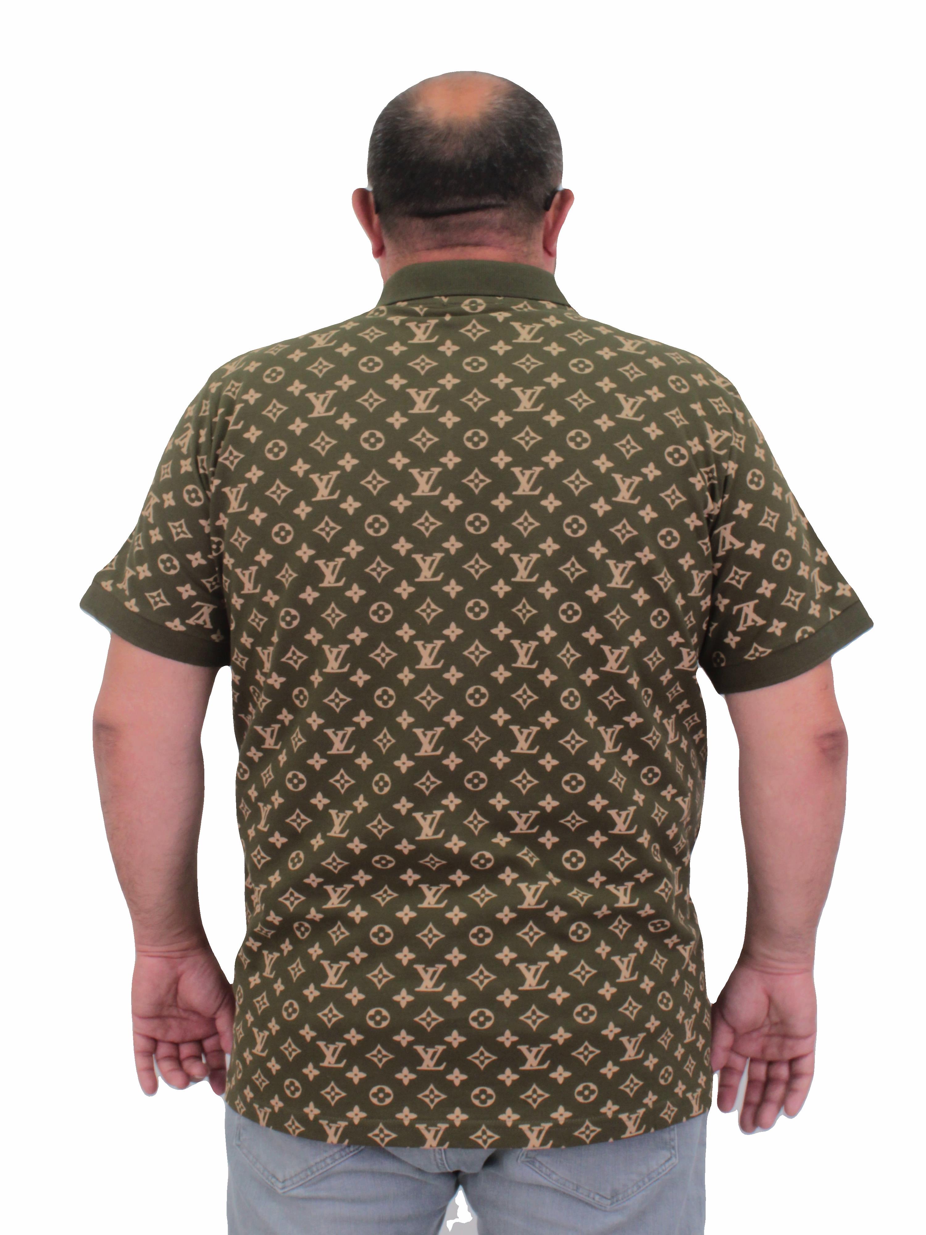 Erkek Büyük Beden Polo Yaka Tişört LV 24459 Askeri Yeşil