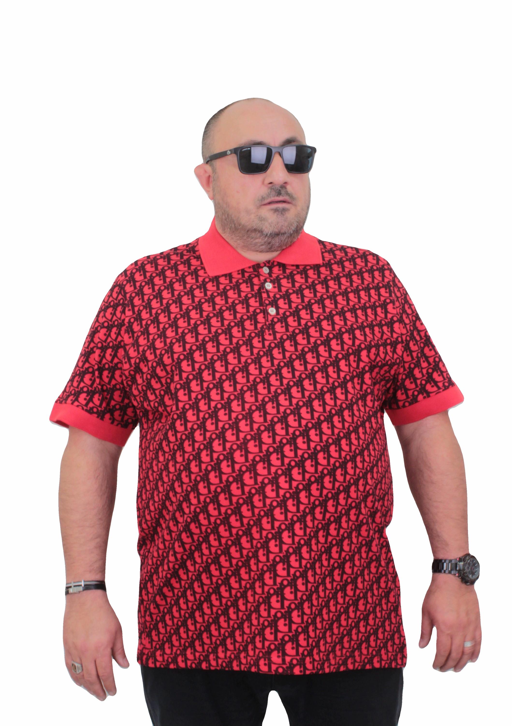 Erkek Büyük Beden Polo Yaka Tişört DR24456 KIRMIZI