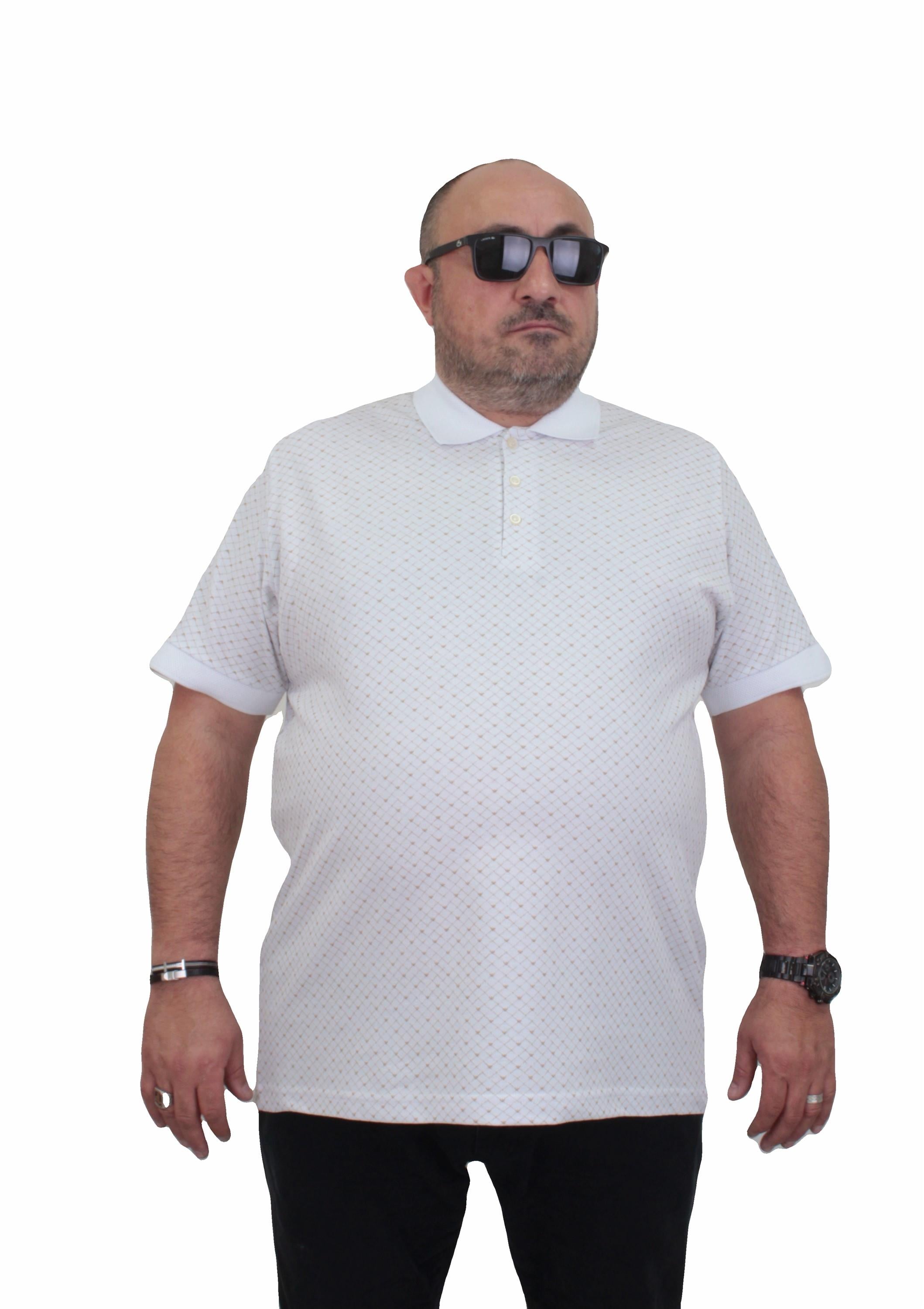 Erkek Büyük Beden Polo Yaka Tişört EA 24461 BEYAZ