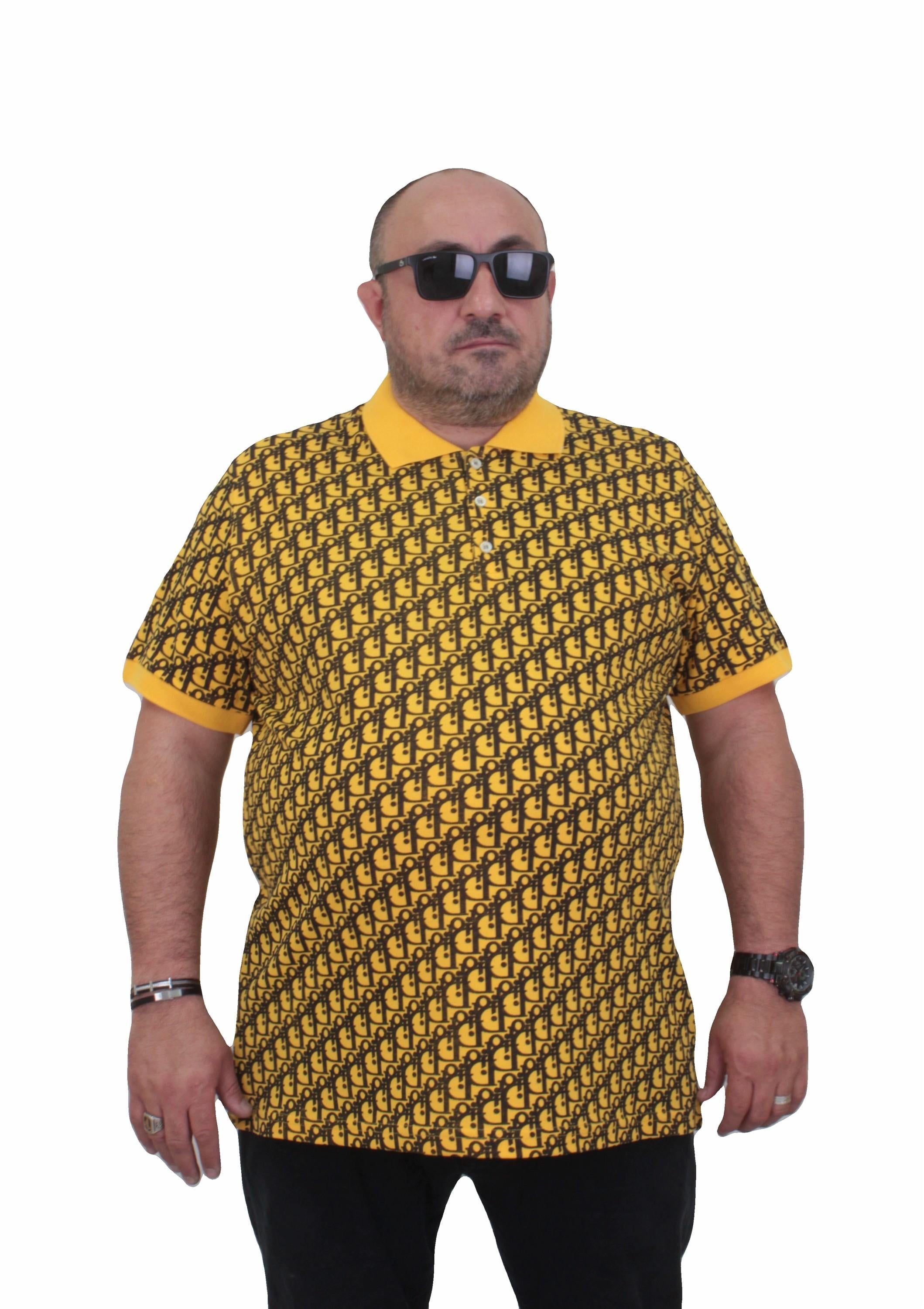 Erkek Büyük Beden Polo Yaka Tişört DR24456 SARI