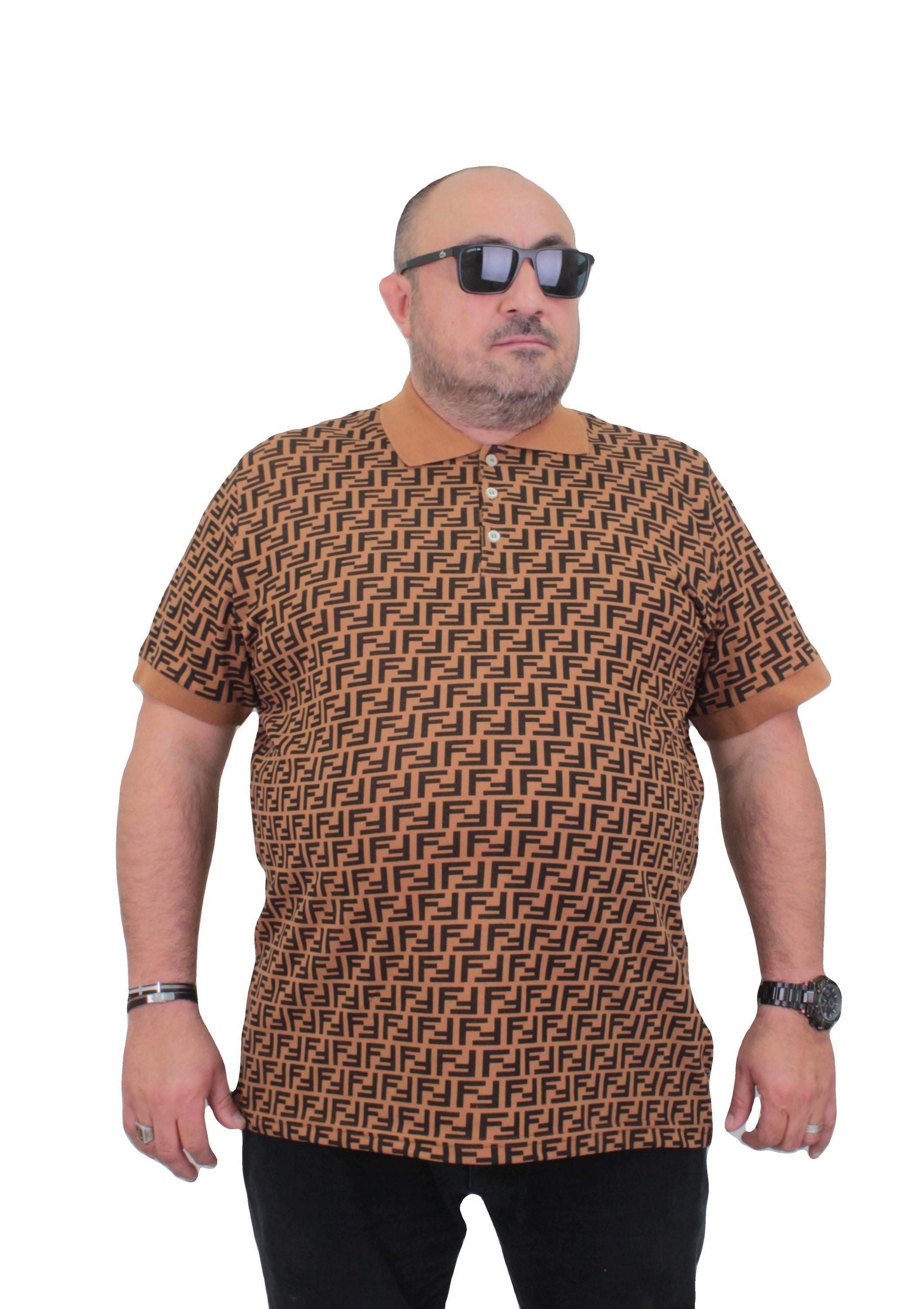 Erkek Büyük Beden Polo Yaka Tişört FND 24458 Vizon