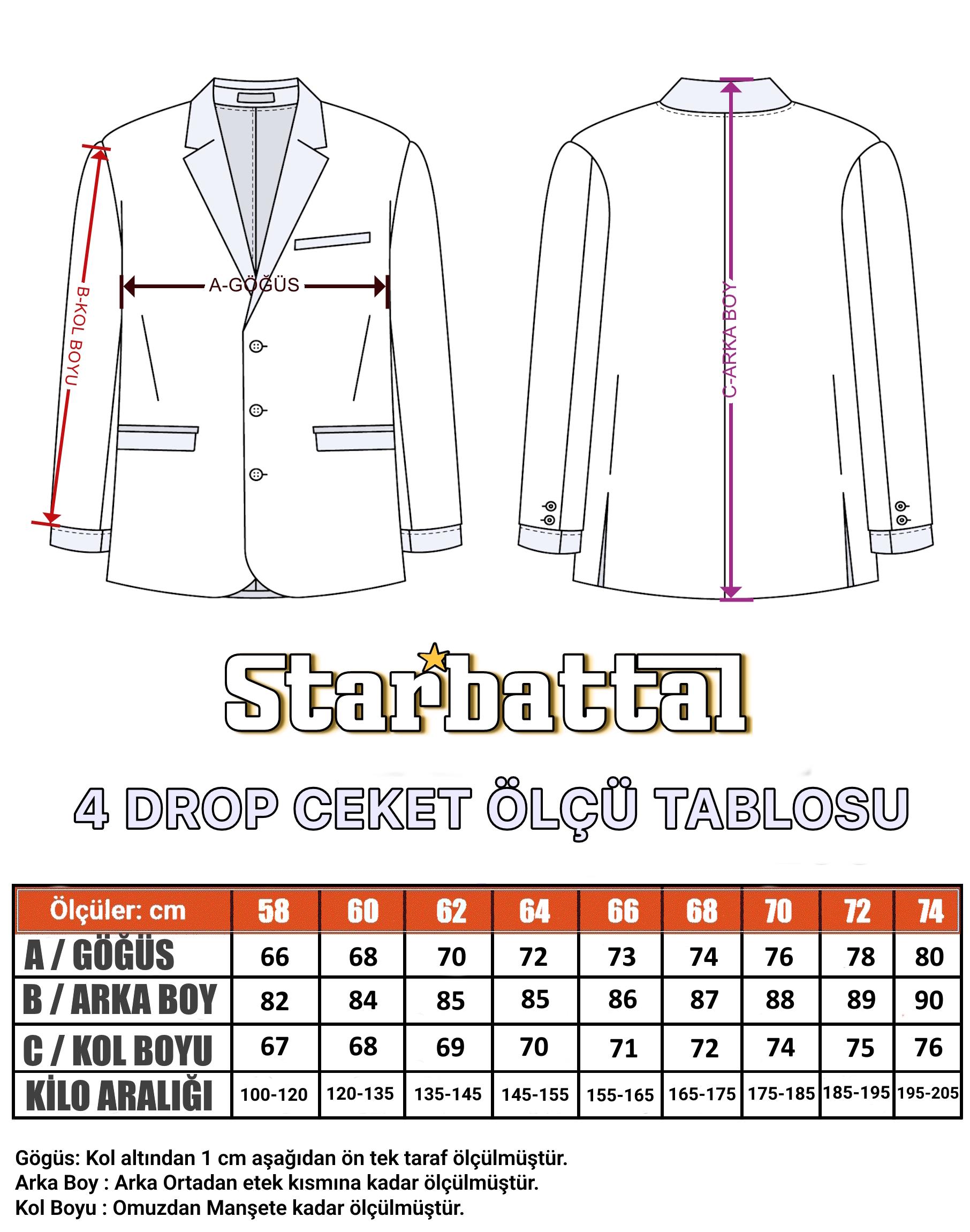 Starbattal Erkek Büyük Beden 4 Drop Blazer Şönili Ceket 500602 ANTRASIT