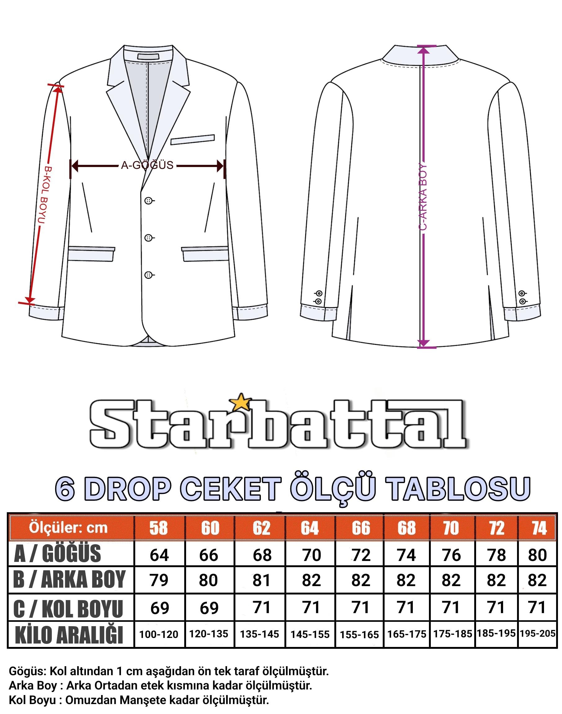 Starbattal Erkek Büyük Beden 6 Drop Blazer Tuna Ceket 500601 SIYAH