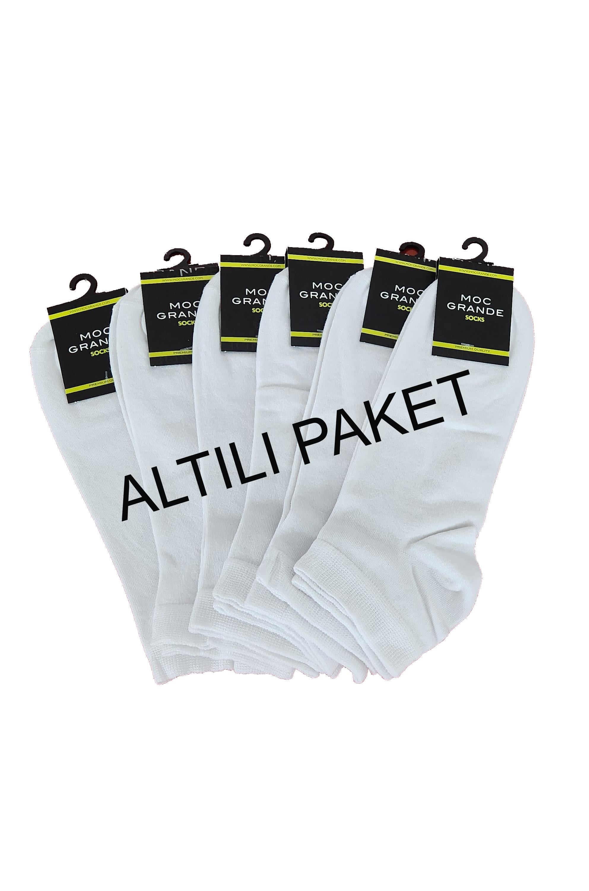 Starbattal Erkek Büyük Beden Bambu Dikişsiz Altılı Paket Patik Çorap 11903 BEYAZ