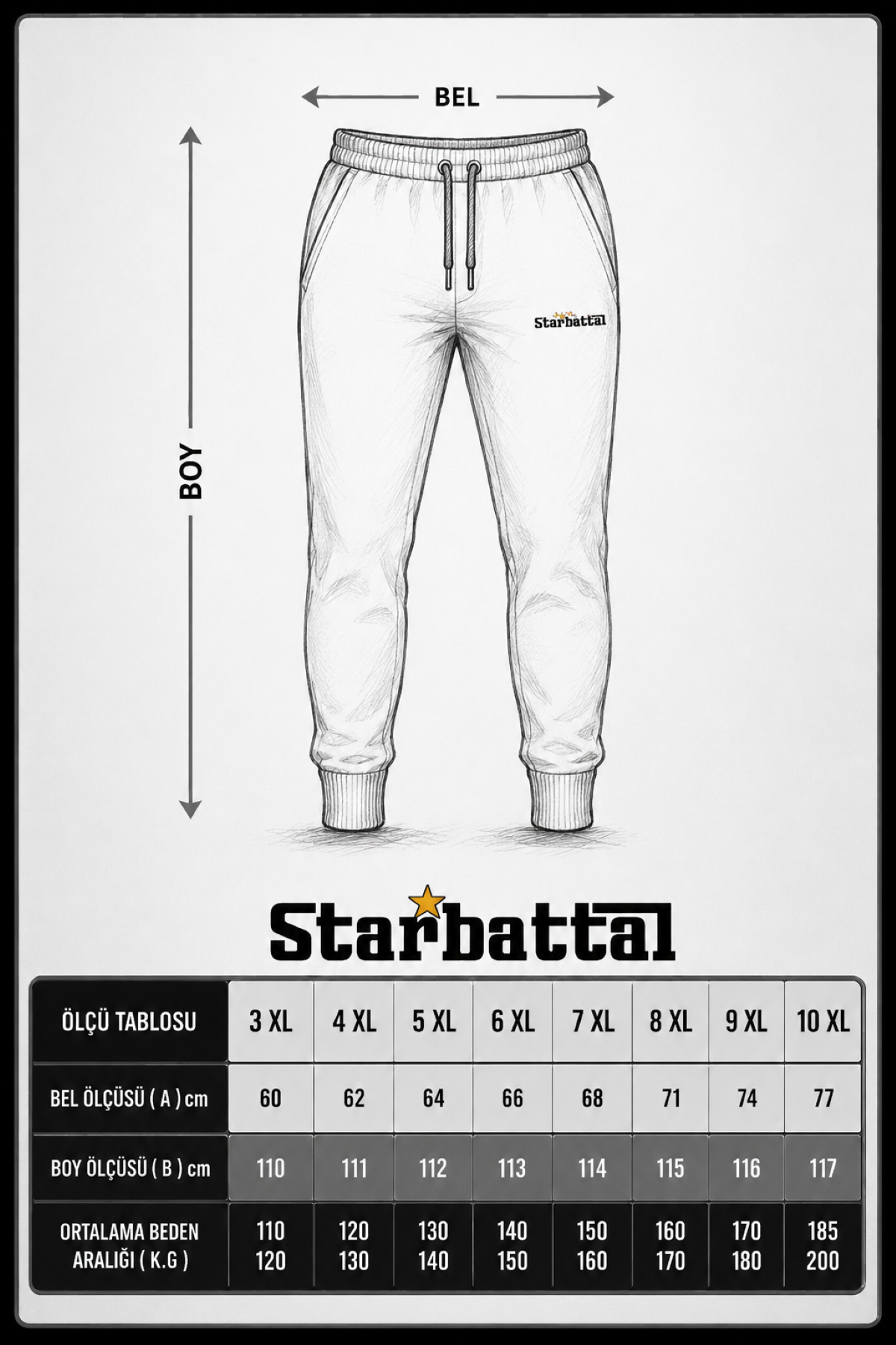 Starbattal Büyük Beden Classic Eşofman Altı Fermuarlı Cep 22500 SAKS