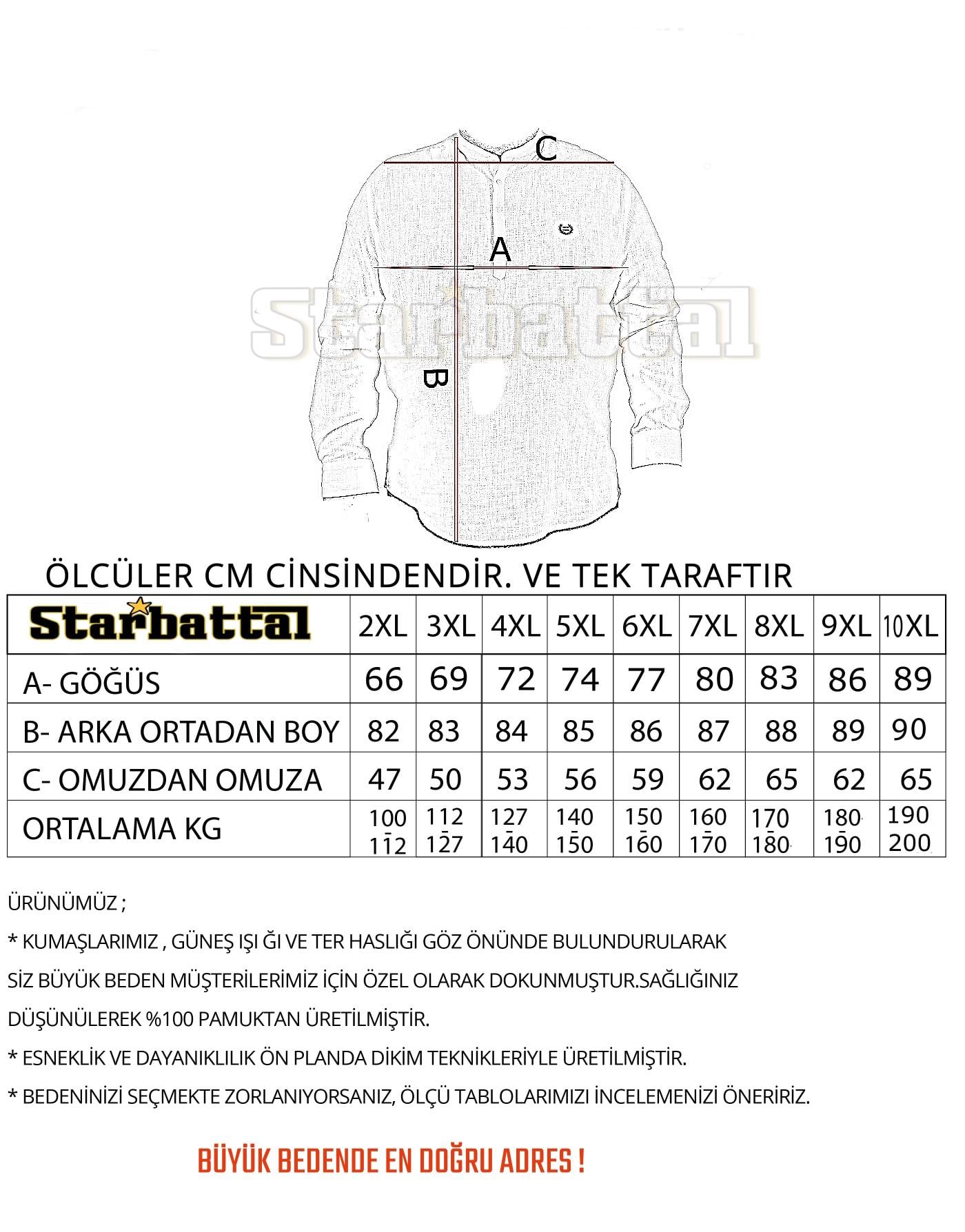 Starbattal Erkek Büyük Beden Klasik Cepsiz Armürlü Gömlek 11361 BEYAZ
