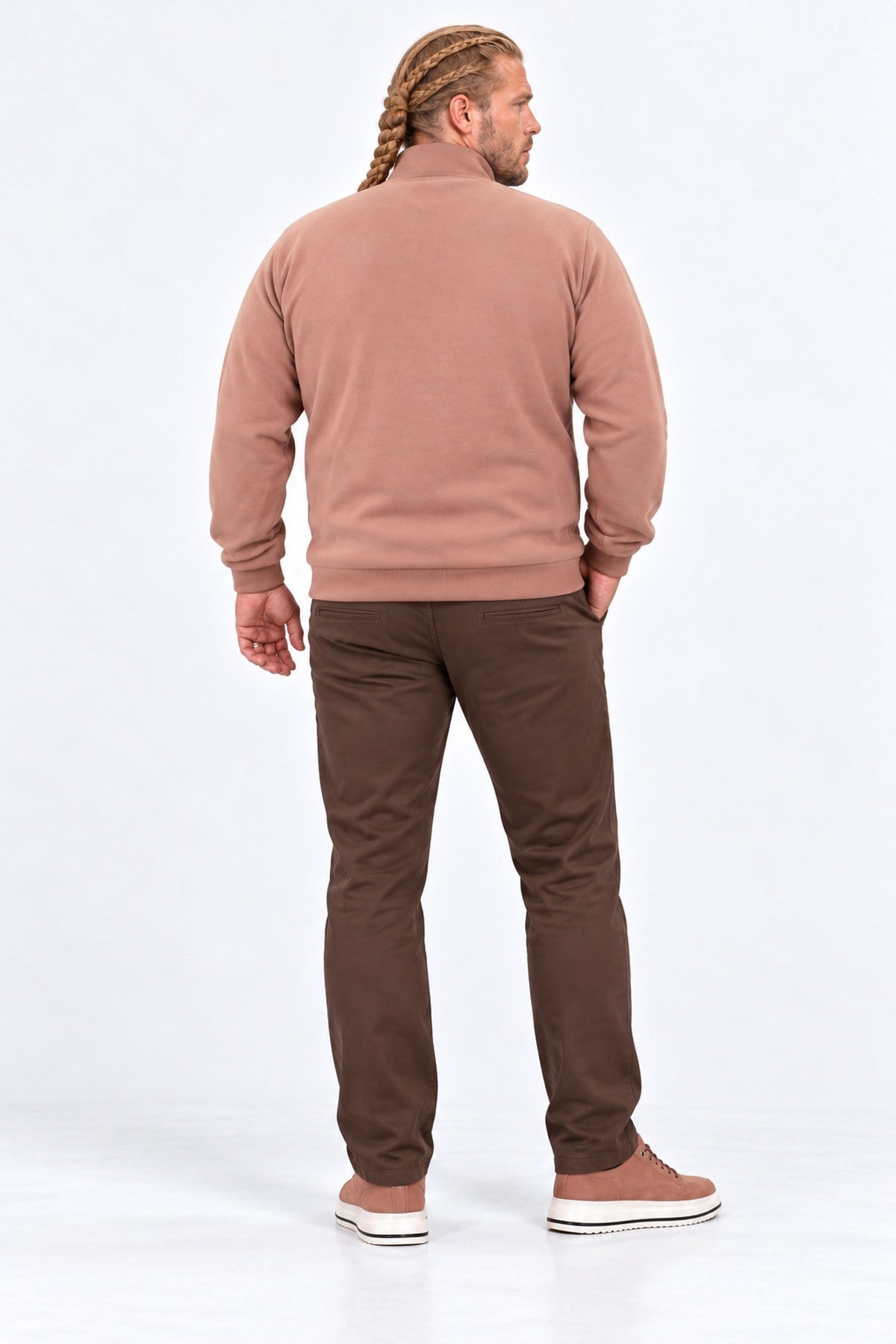 Starbattal Büyük Beden Fermuarlı Hırka Diamond 23281 S.KAHVE