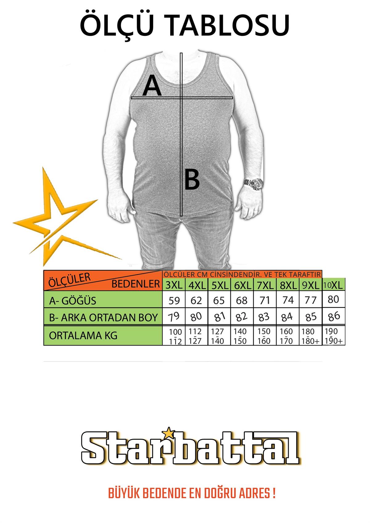 Starbattal Büyük Beden %100 Pamuk 2Li Atlet 11200 GRI