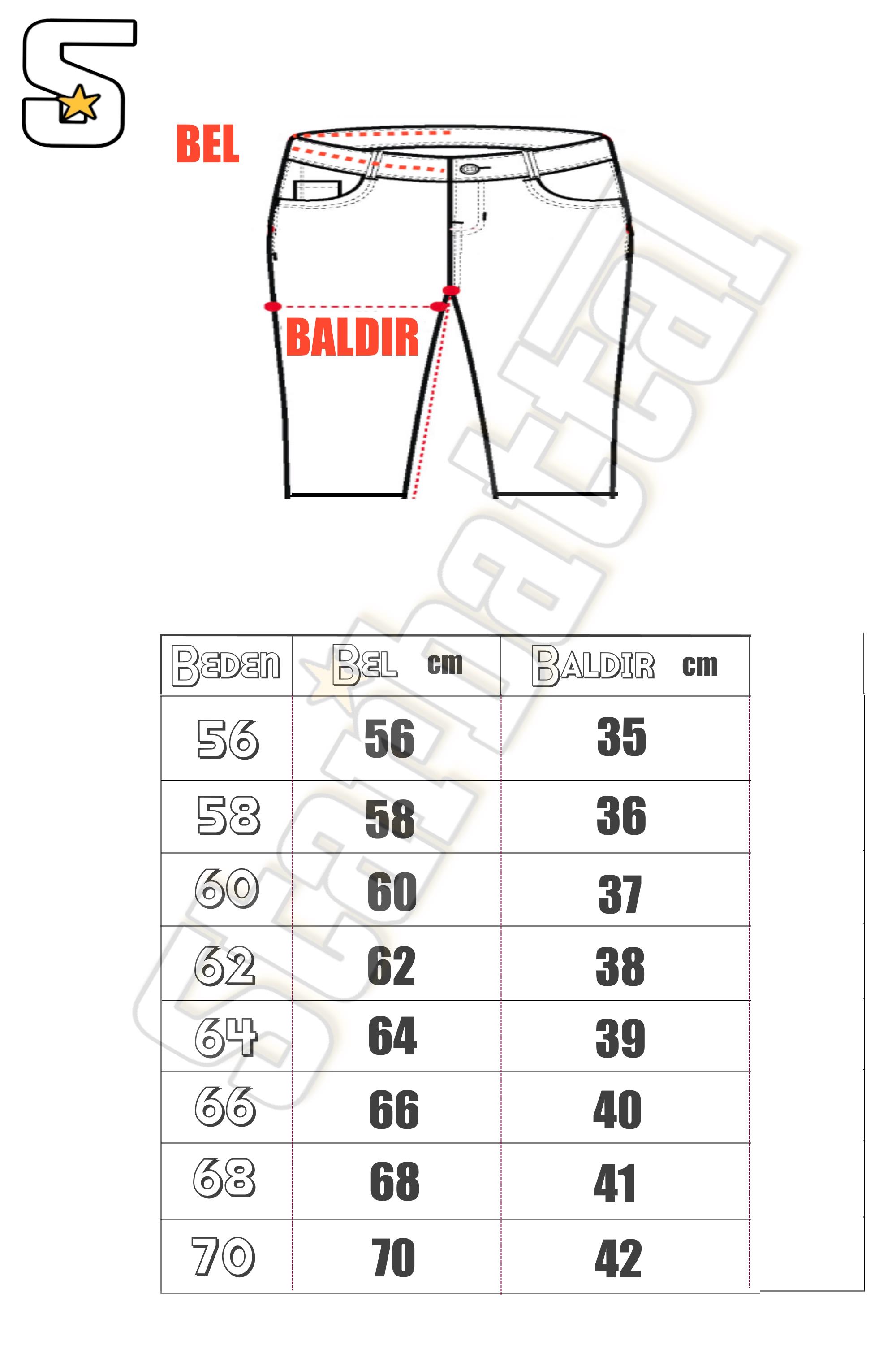 Starbattal Büyük Beden Kot Kapri Power Lycra Comero 11913 SIYAH