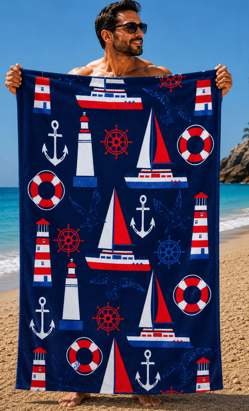 Starbattal Plaj Havlusu 75 X 150 Deep Sea Club 42102 Marin