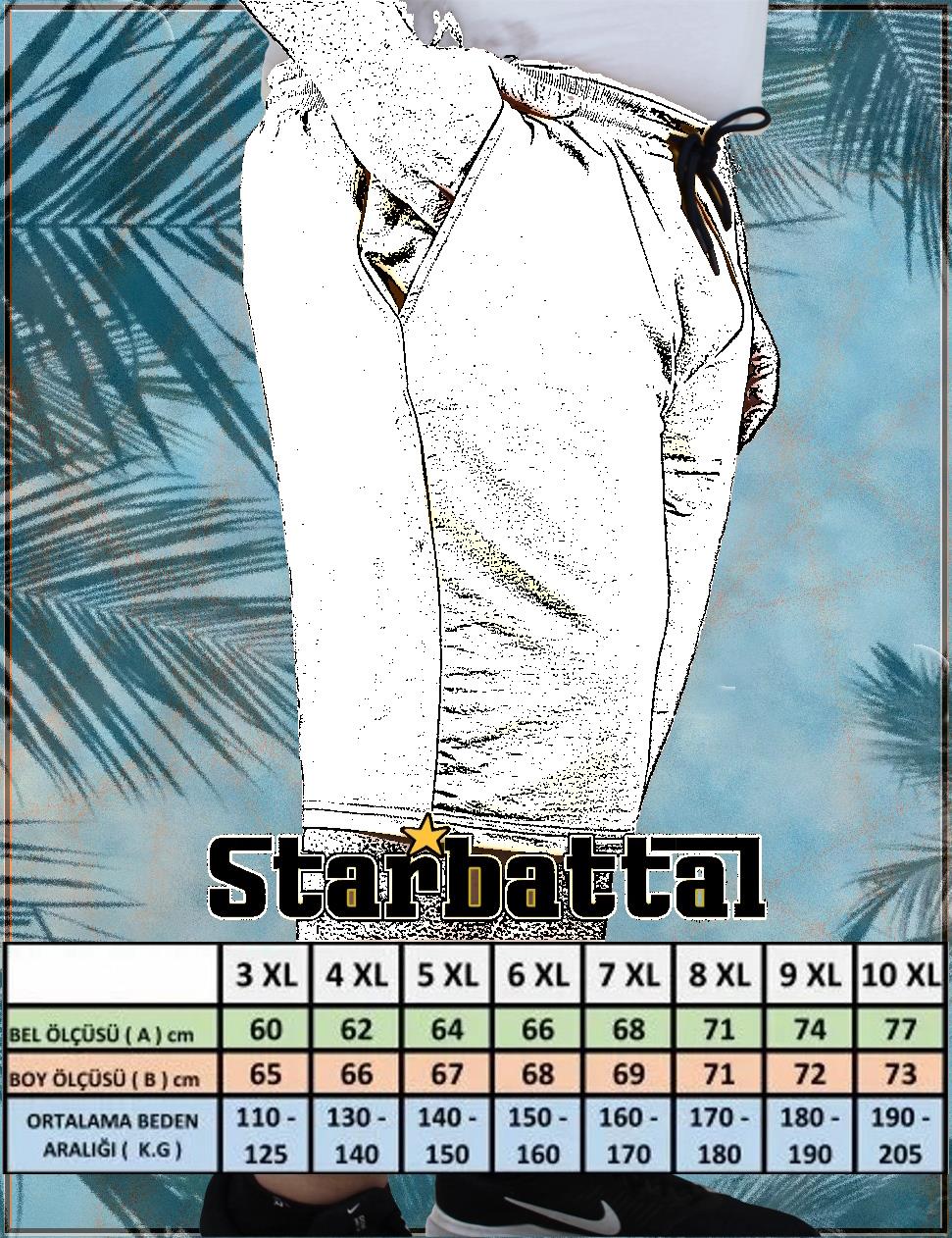 Starbattal Büyük Beden Erkek Penye Şort MMXVII 24625 SIYAH