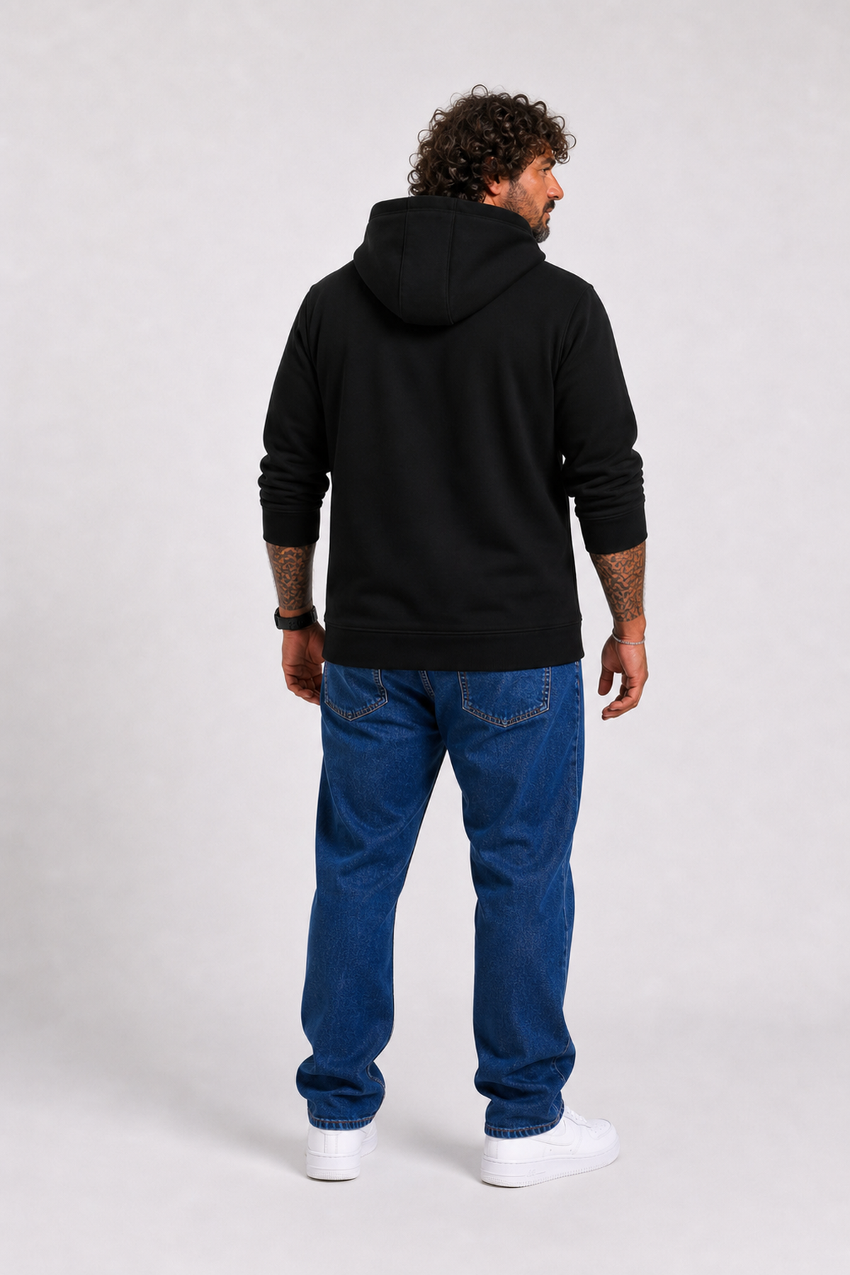 Starbattal Büyük Beden Unisex Kapüşonlu 3ip Sweat 11701 SIYAH