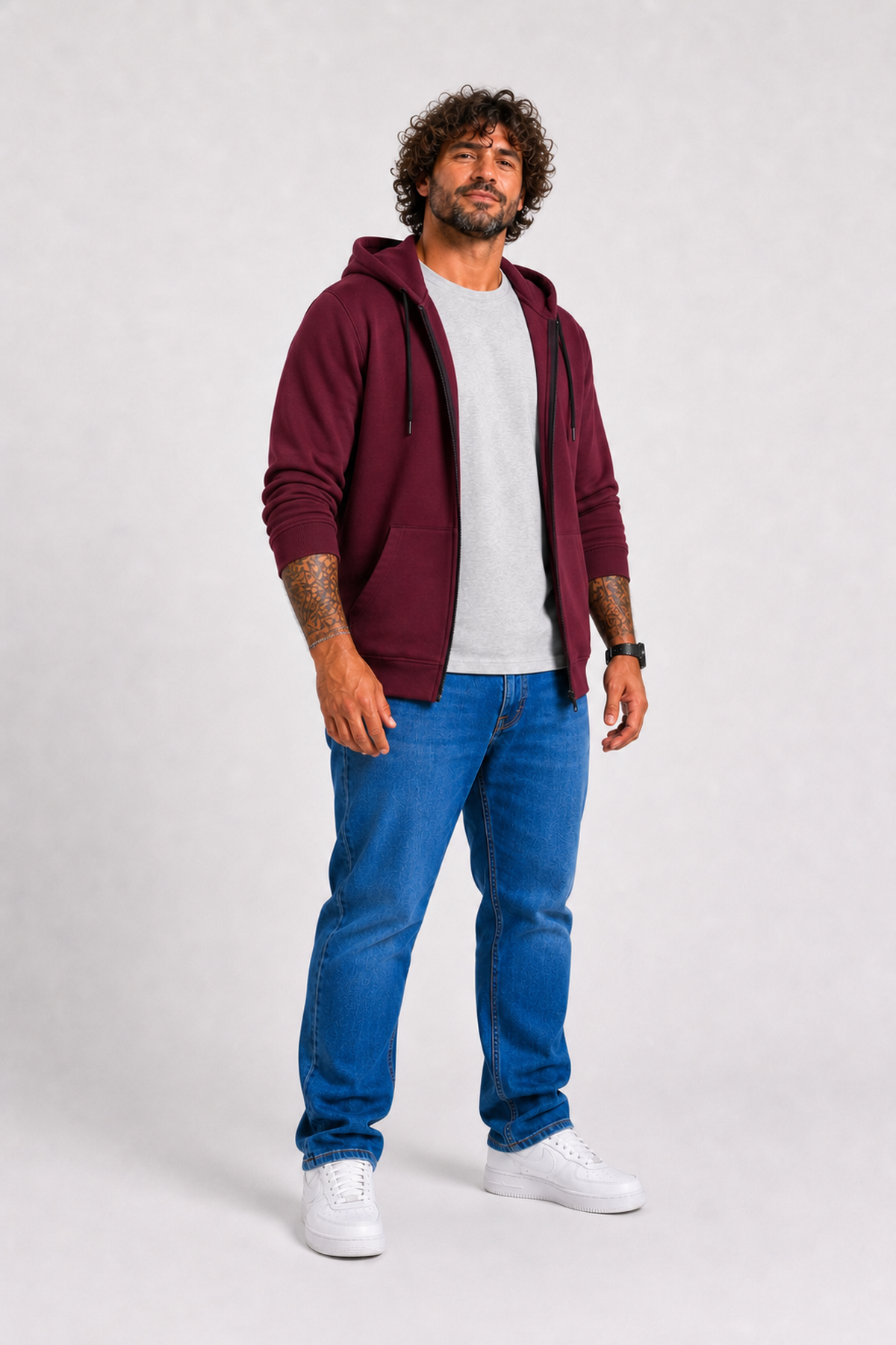 Starbattal Büyük Beden Unisex Kapüşonlu 3ip Sweat 11701 MURDUM