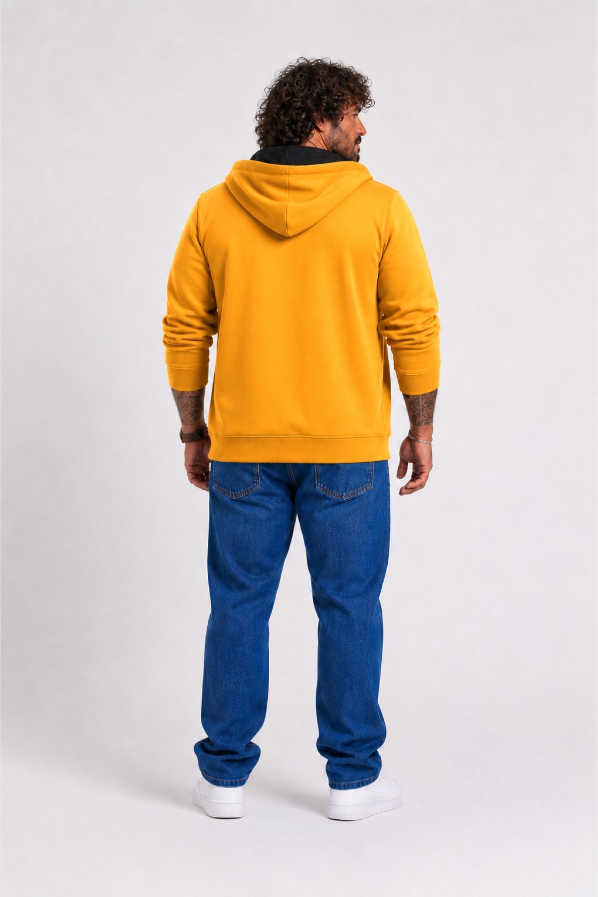 Starbattal Büyük Beden Unisex Kapüşonlu 3ip Sweat 11701 HARDAL