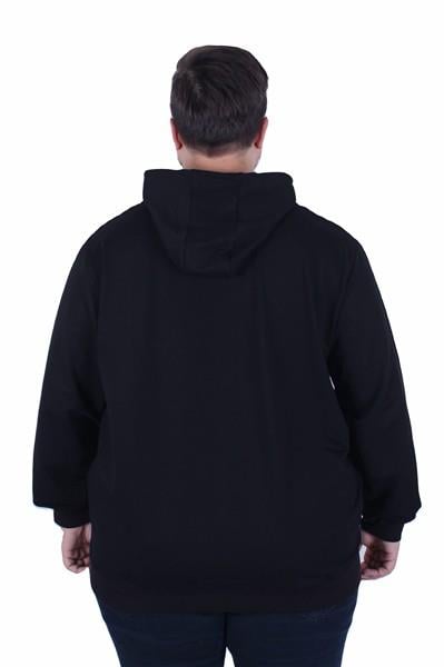 Starbattal Büyük Beden Basic Mevsimlik Fermuarlı Kapüşonlu Sweat 22751 SIYAH