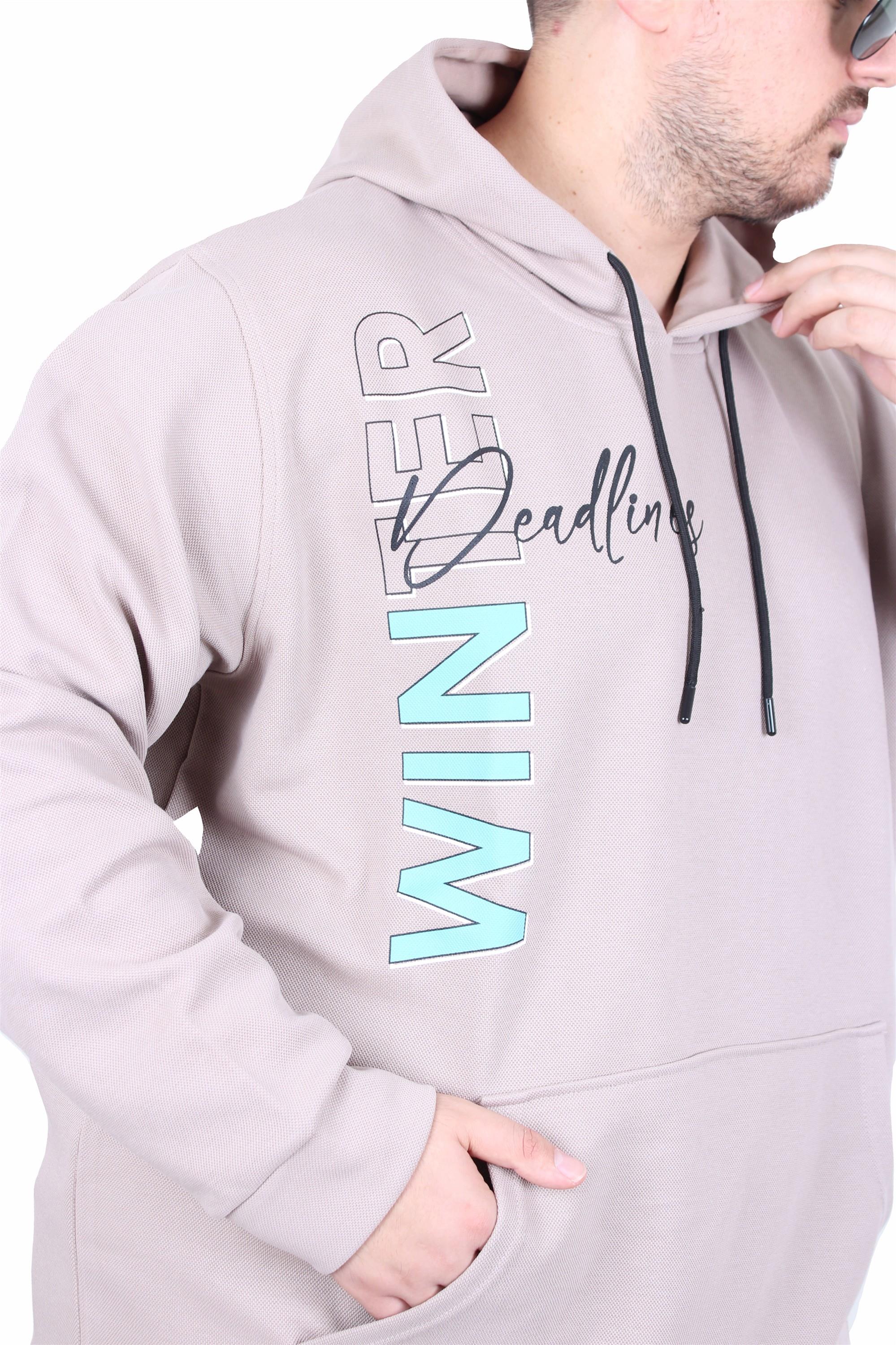 Starbattal Büyük Beden Kapüşonlu Sweat Double Face Winter 25700 BEJ