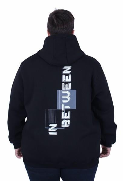 Starbattal Büyük Beden Kapüşonlu Fermuarlı 3ip Sweat İn Between 25717 SIYAH