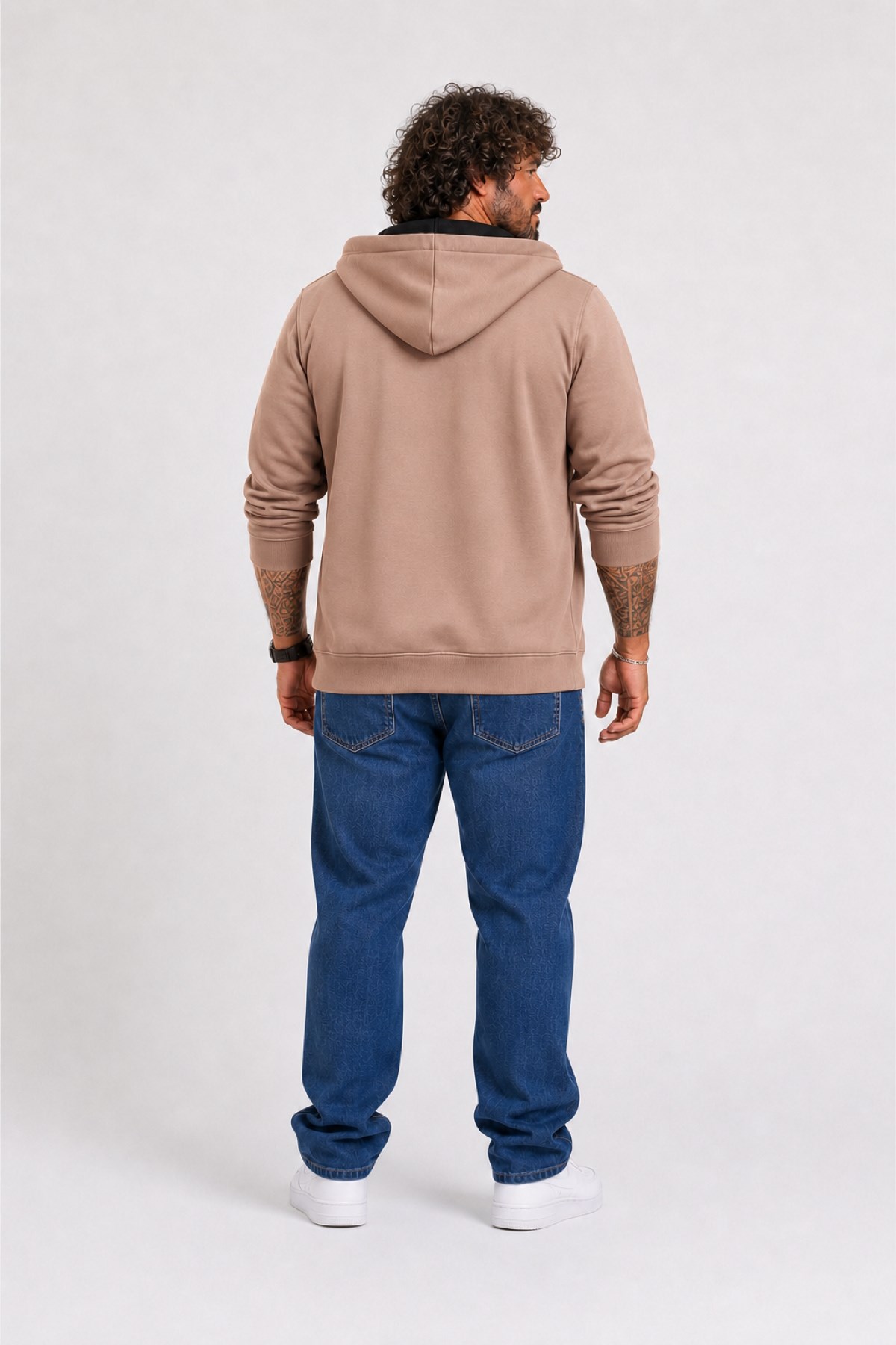Starbattal Büyük Beden Unisex Kapüşonlu 3ip Sweat 11701 S.KAHVE