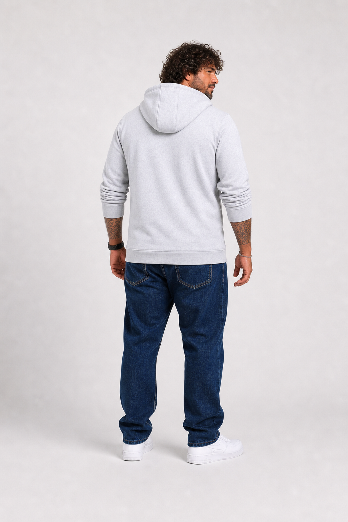 Starbattal Büyük Beden Unisex Kapüşonlu 3ip Sweat 11701 GRI