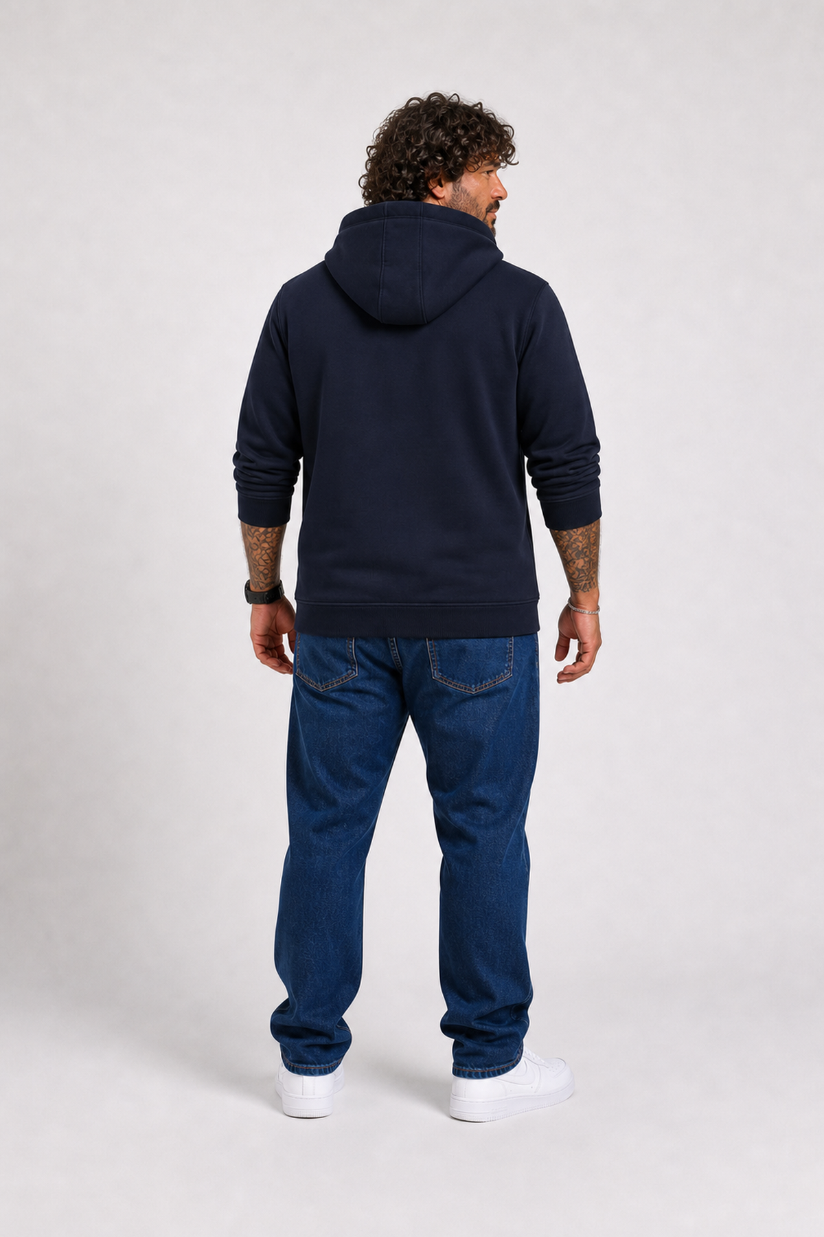 Starbattal Büyük Beden Unisex Kapüşonlu 3ip Sweat 11701 Koyu Lacivert