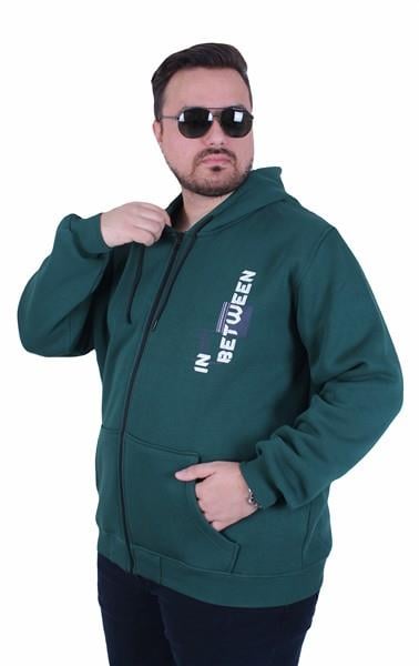 Starbattal Büyük Beden Kapüşonlu Fermuarlı 3ip Sweat İn Between 25717 NEFTI