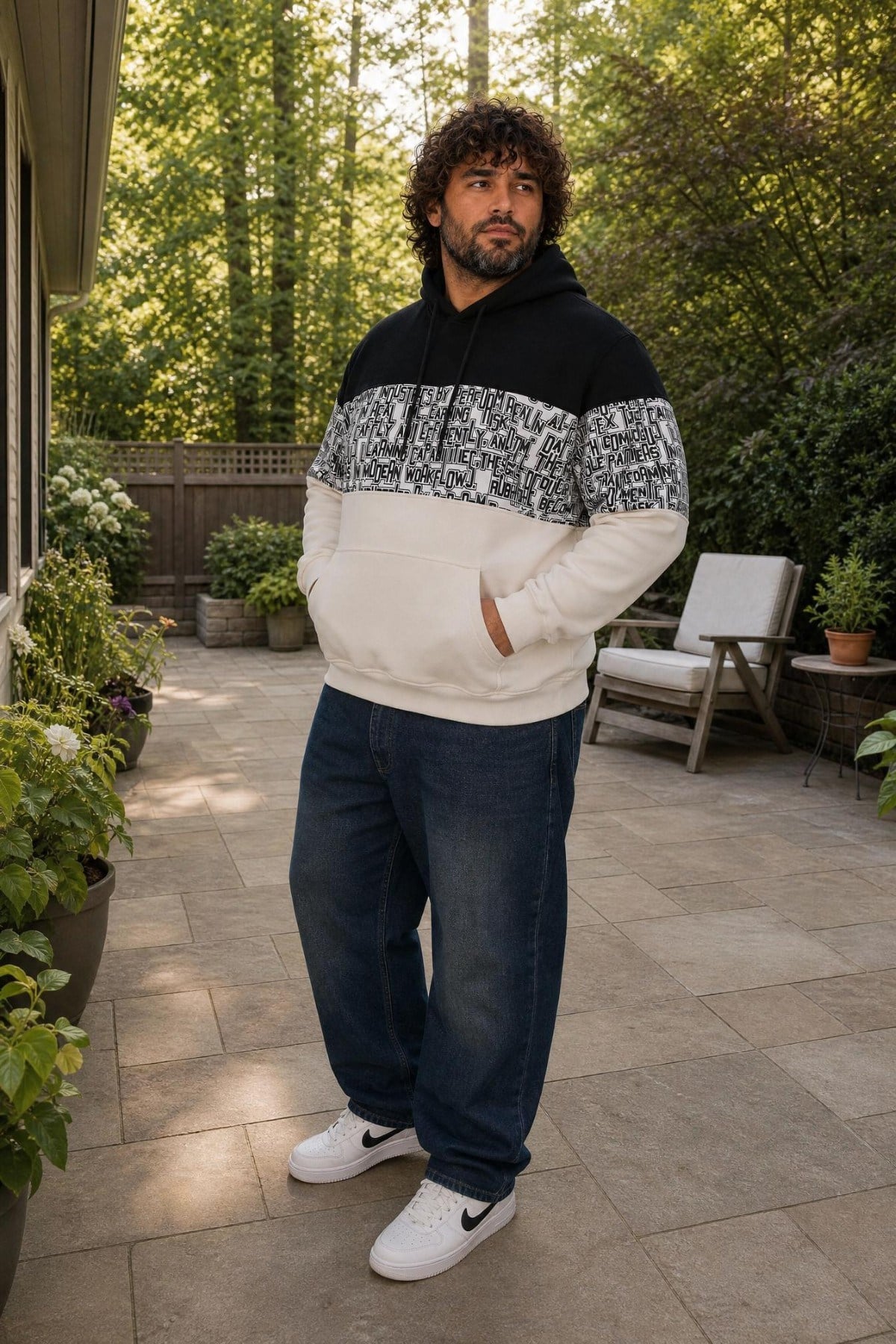 Starbattal Büyük Beden Kapüşonlu 3ip Sweat Transforming 25713 SIYAH