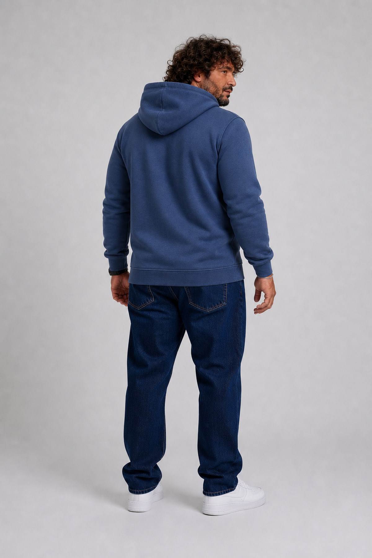 Starbattal Büyük Beden Erkek Basic Sweat Kapüşonlu 11700 INDIGO