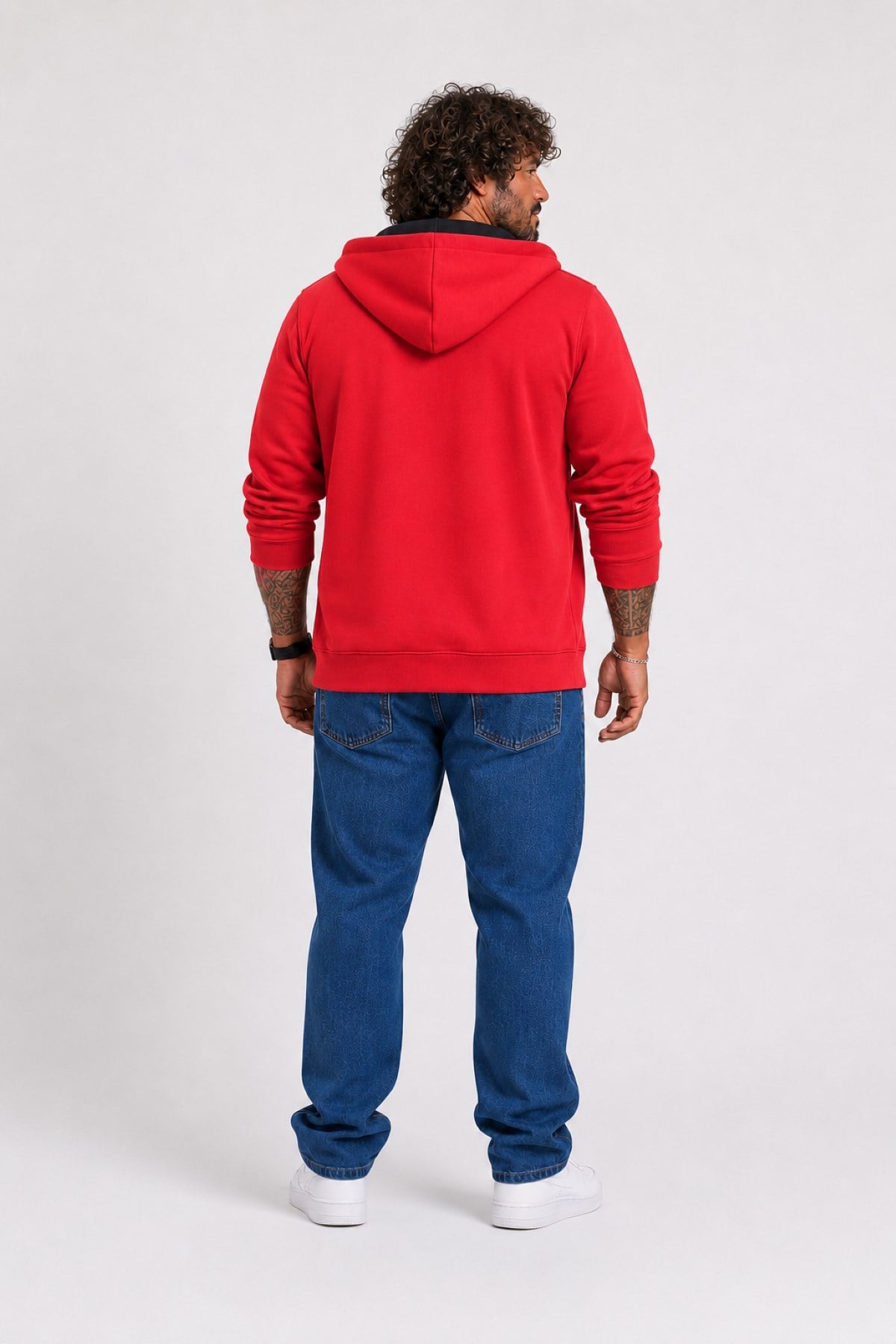 Starbattal Büyük Beden Unisex Kapüşonlu 3ip Sweat 11701 KIRMIZI