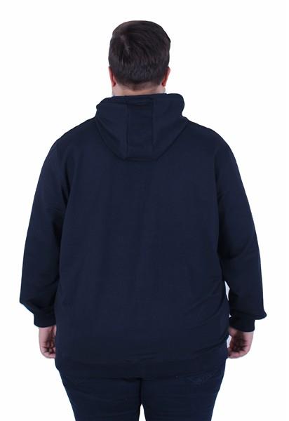 Starbattal Büyük Beden Basic Mevsimlik Fermuarlı Kapüşonlu Sweat 22751 LACIVERT