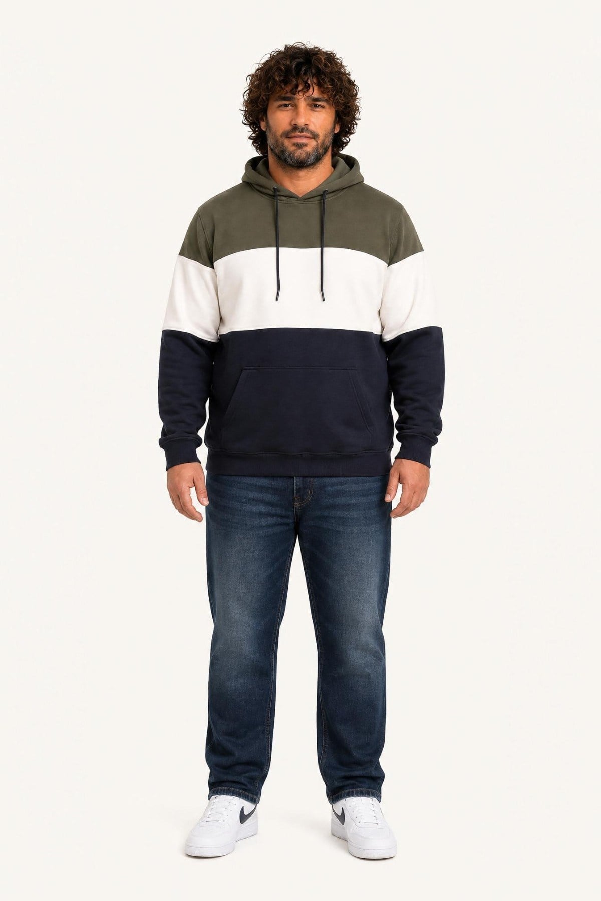 Starbattal Büyük Beden Kapüşonlu 3ip Sweat MG 25725 HAKI