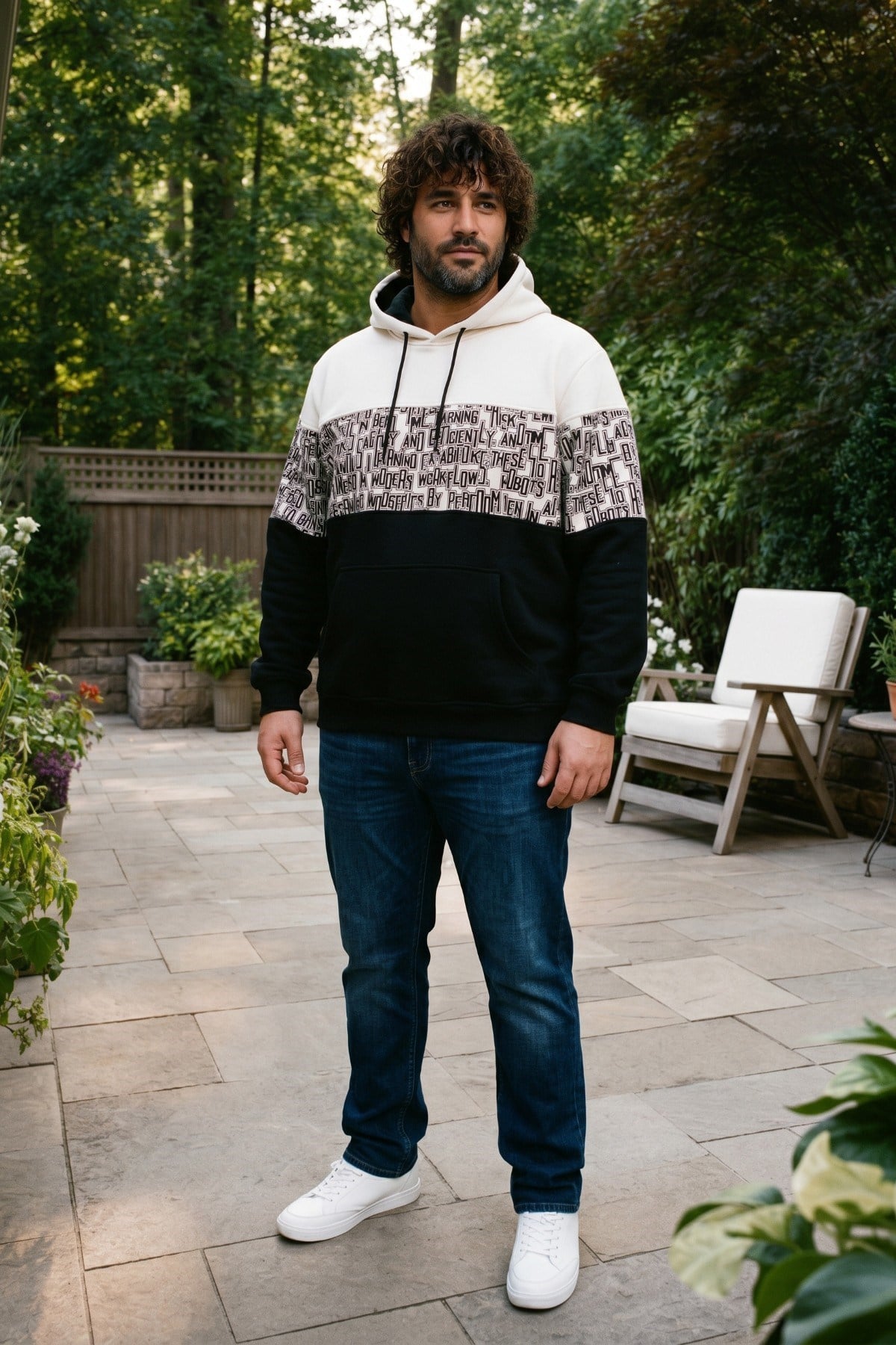 Starbattal Büyük Beden Kapüşonlu 3ip Sweat Transforming 25713 BEJ