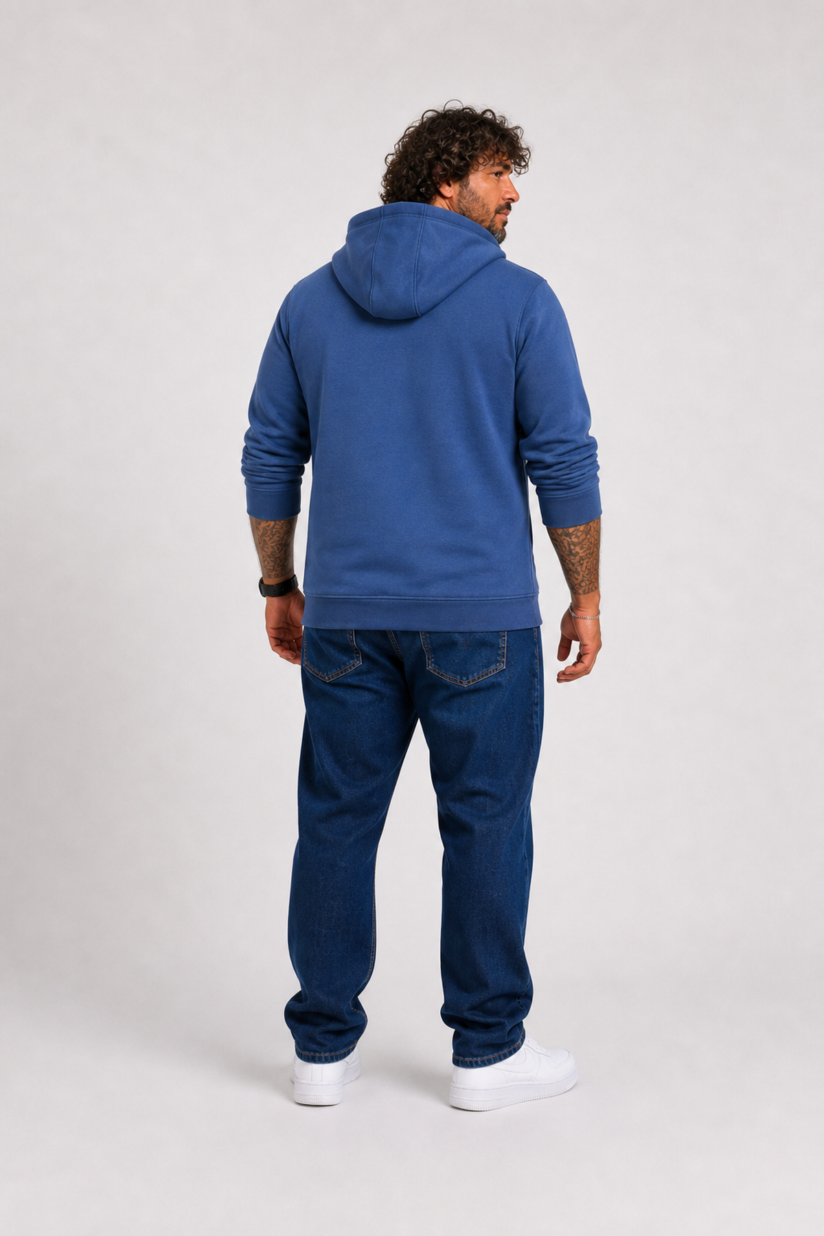 Starbattal Büyük Beden Unisex Kapüşonlu 3ip Sweat 11701 INDIGO
